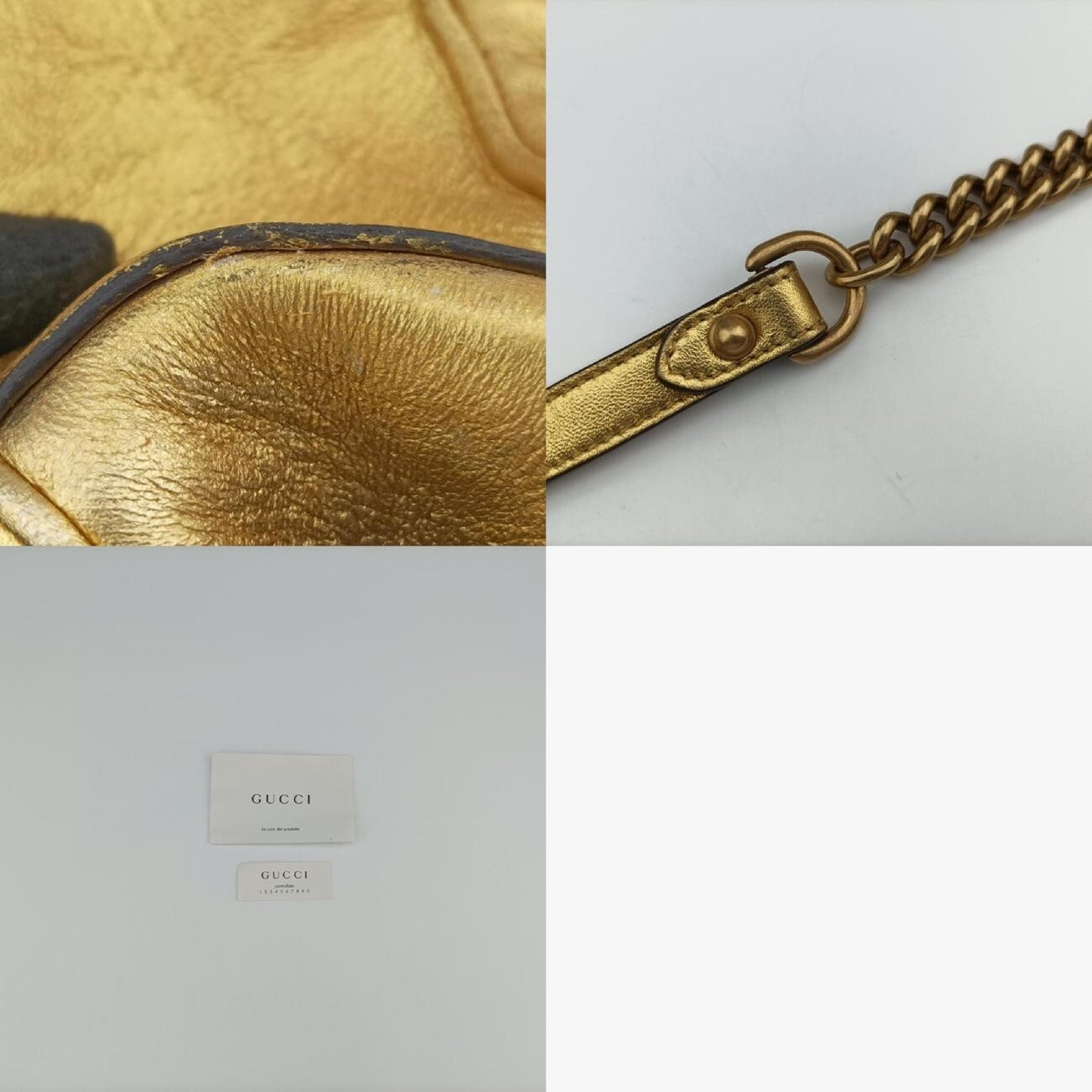 GUCCI GG Marmont Gold Leather Shoulder Bag 446744F021447924