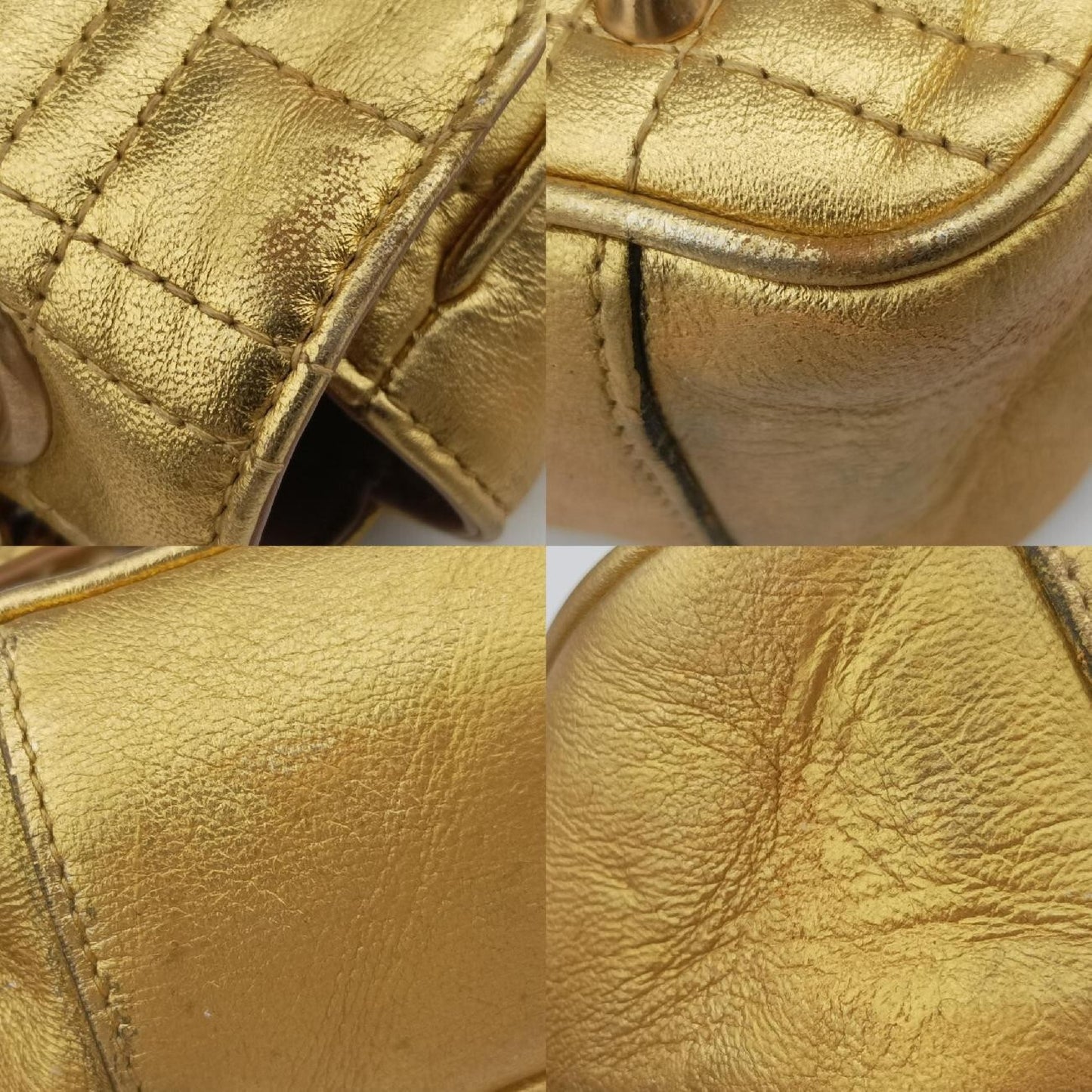 GUCCI GG Marmont Gold Leather Shoulder Bag 446744F021447924