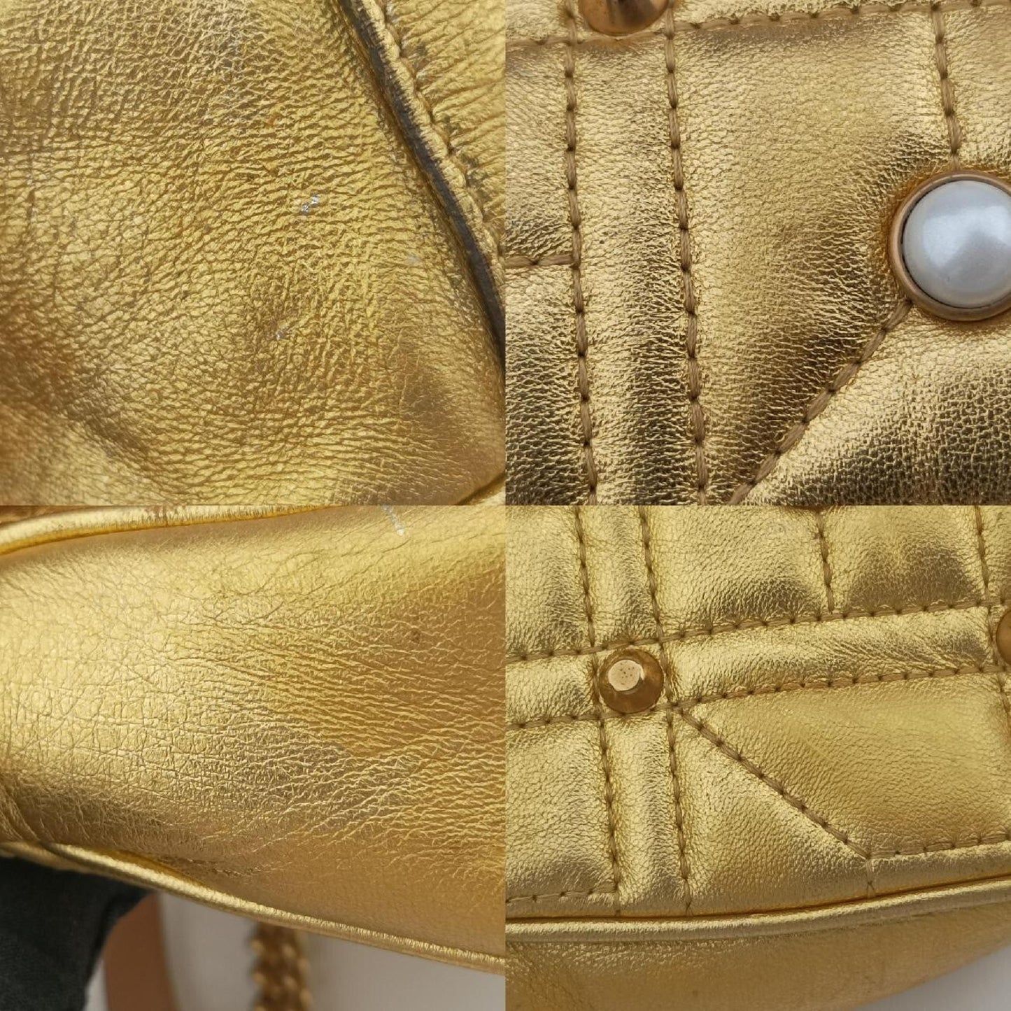 GUCCI GG Marmont Gold Leather Shoulder Bag 446744F021447924