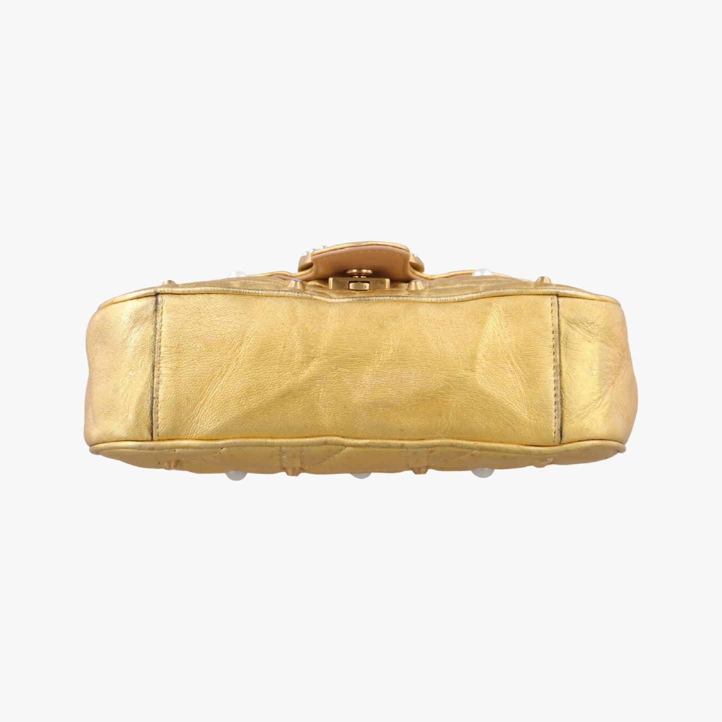 GUCCI GG Marmont Gold Leather Shoulder Bag 446744F021447924