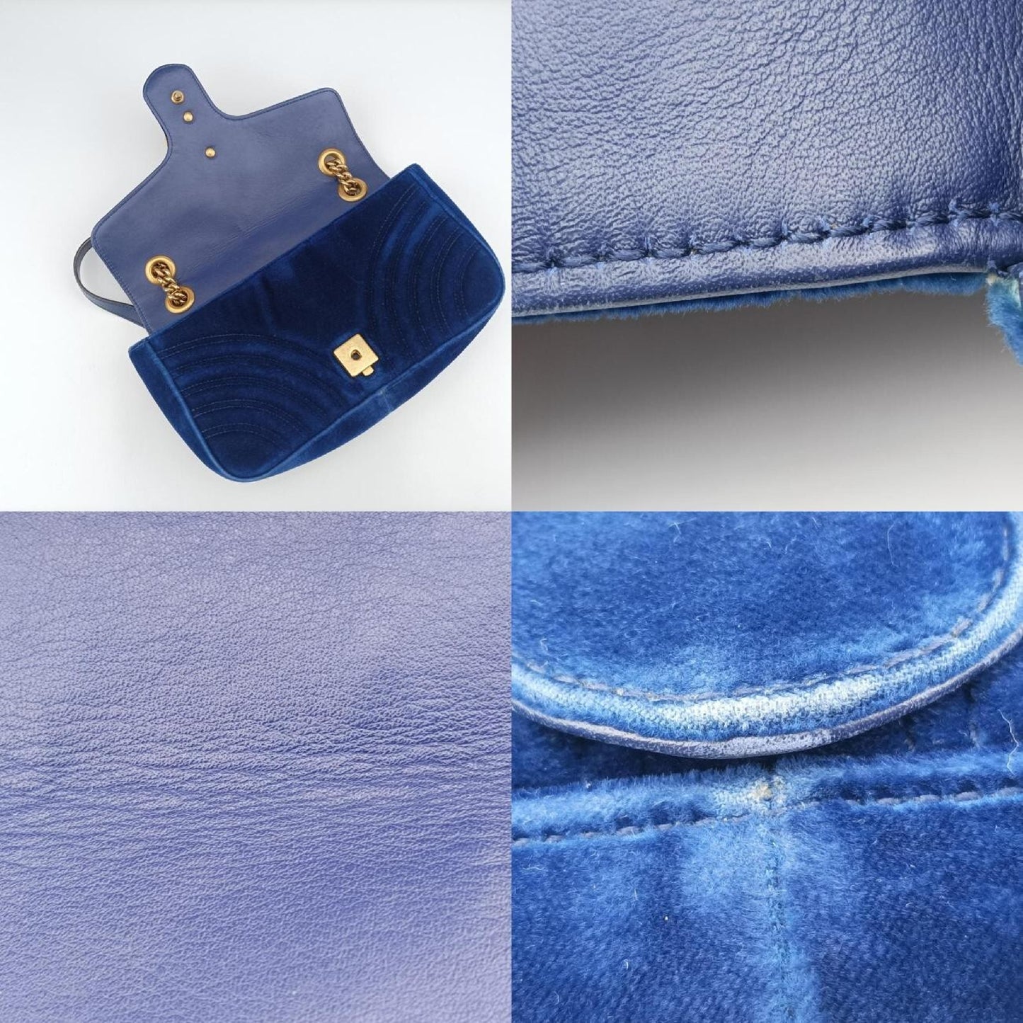GUCCI GG Marmont Blue Velvet Shoulder Bag 443497A026082601