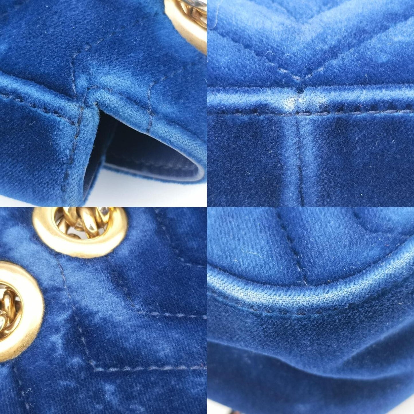 GUCCI GG Marmont Blue Velvet Shoulder Bag 443497A026082601