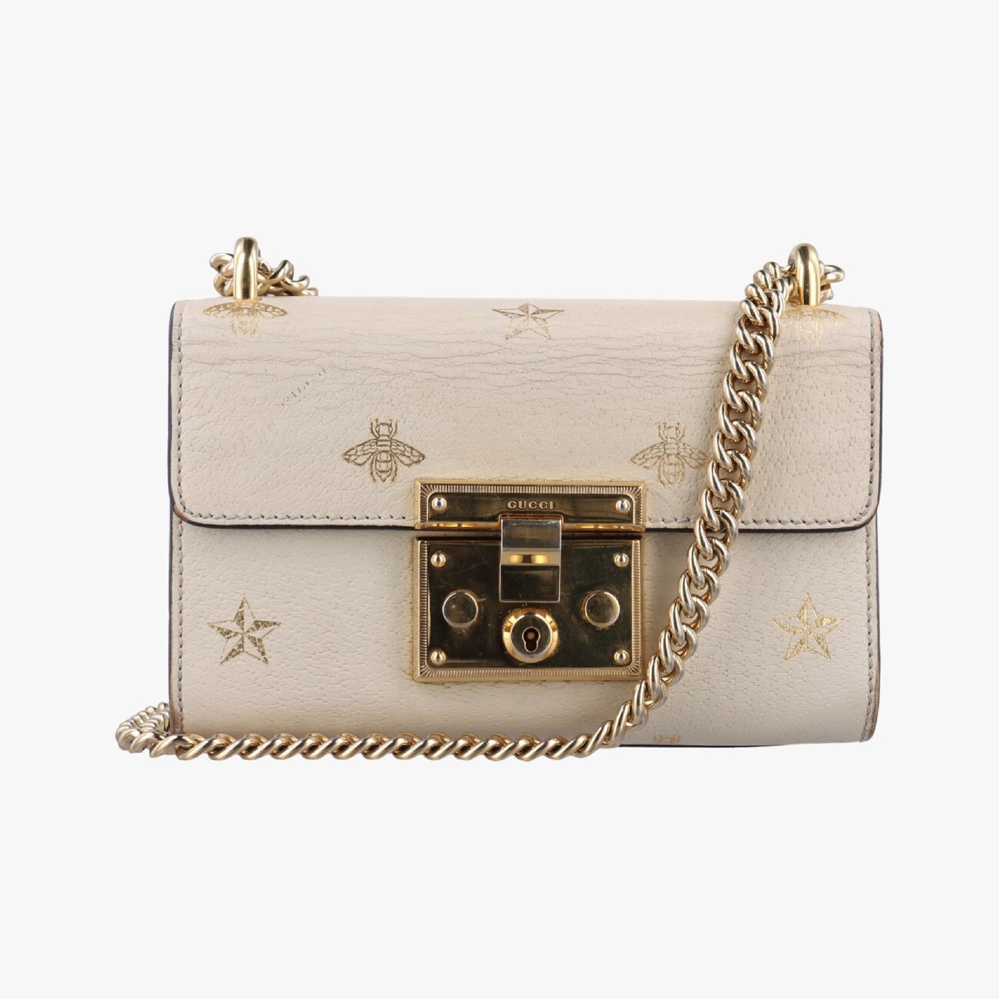 GUCCI Padlock White Leather Shoulder Bag 432182G031125514