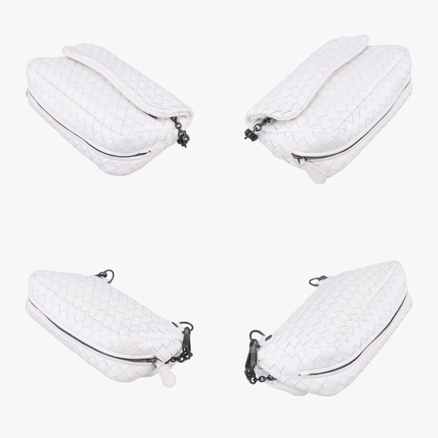 BOTTEGA VENETA Intrecciato Olympia White Lambskin Shoulder Bag B05177832N