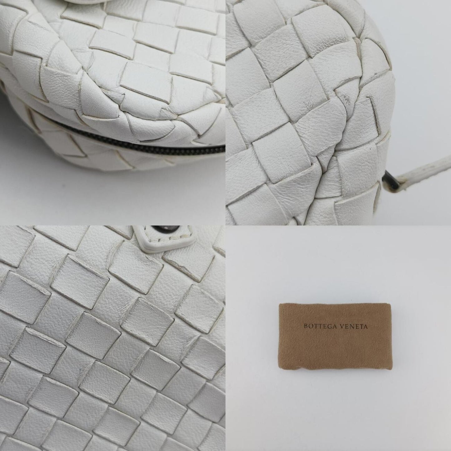 BOTTEGA VENETA Intrecciato Olympia White Lambskin Shoulder Bag B05177832N
