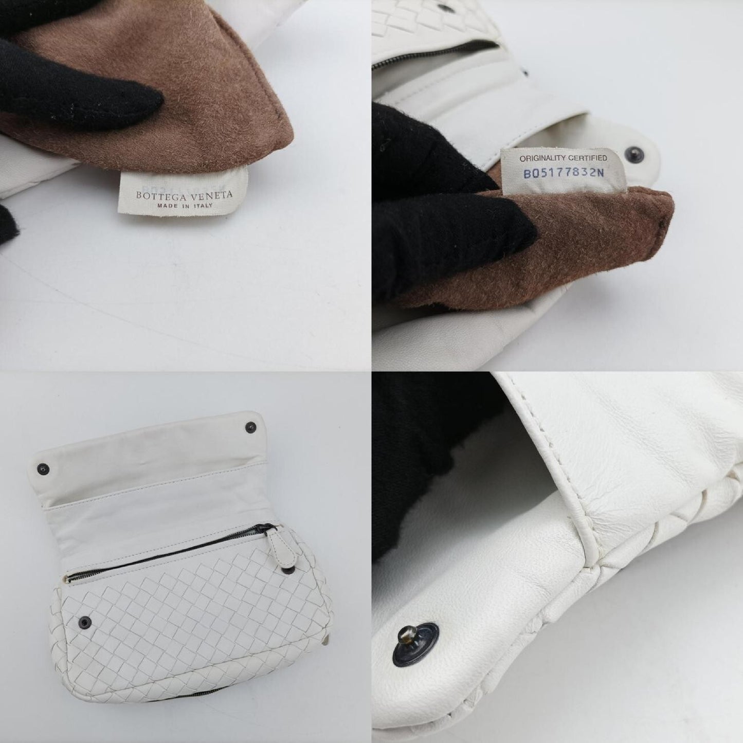 BOTTEGA VENETA Intrecciato Olympia White Lambskin Shoulder Bag B05177832N
