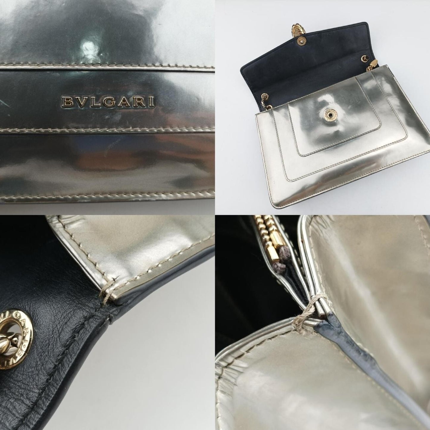 BVLGARI Serpenti Forever Silver Patent DA.D18.39793 Shoulder Bag
