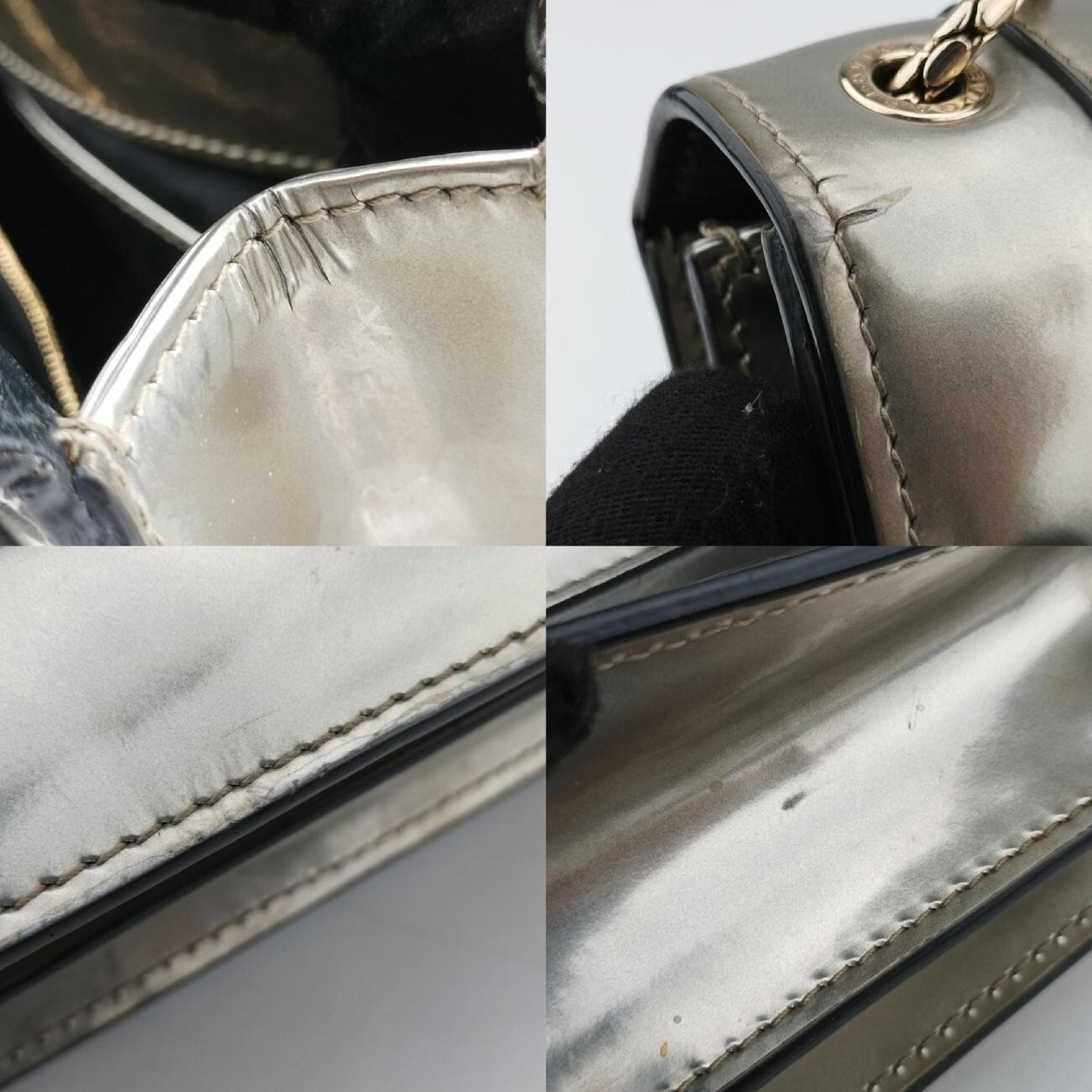 BVLGARI Serpenti Forever Silver Patent DA.D18.39793 Shoulder Bag