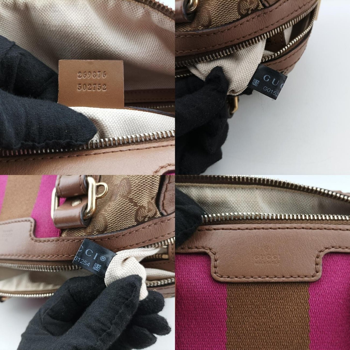 GUCCI Sherry Line Multicolor Leather and Canvas Shoulder Bag 269876G015261254