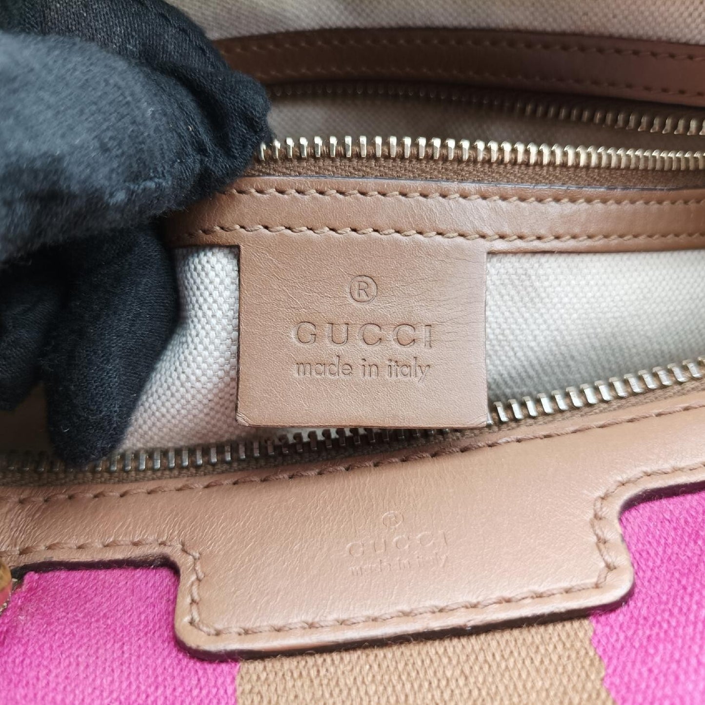 GUCCI Sherry Line Multicolor Leather and Canvas Shoulder Bag 269876G015261254
