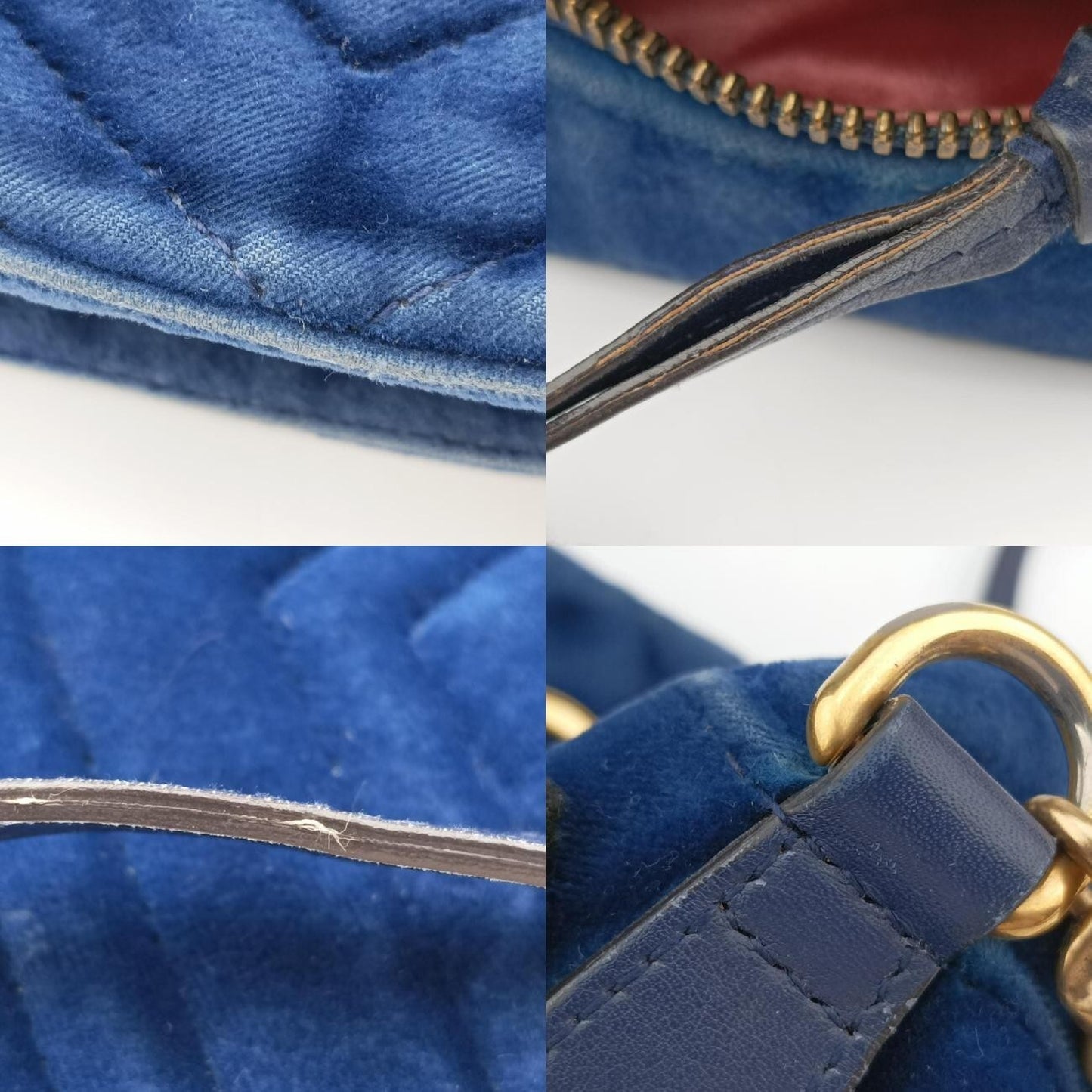 GUCCI GG Marmont Blue Velvet Shoulder Bag 447632E025162238