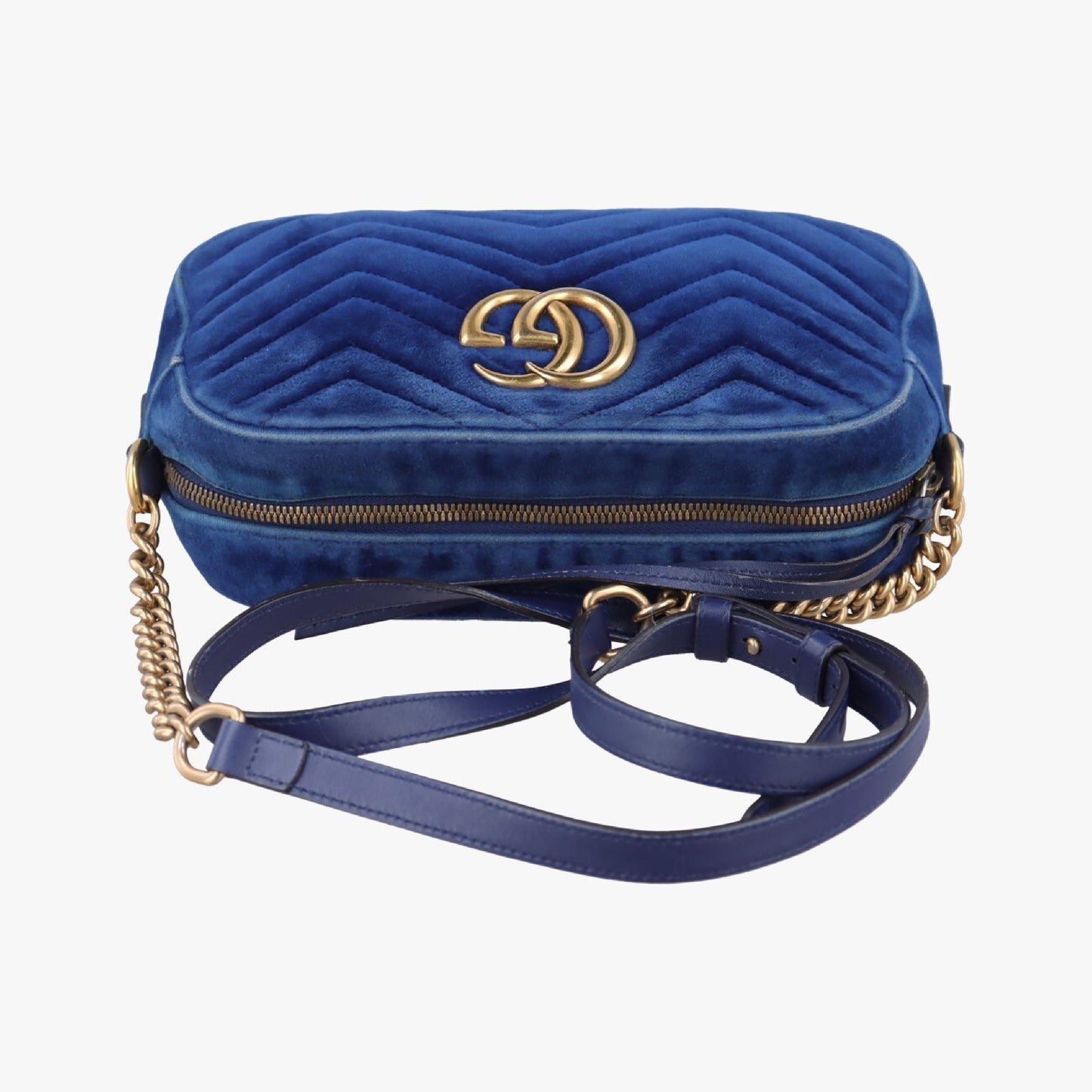 GUCCI GG Marmont Blue Velvet Shoulder Bag 447632E025162238