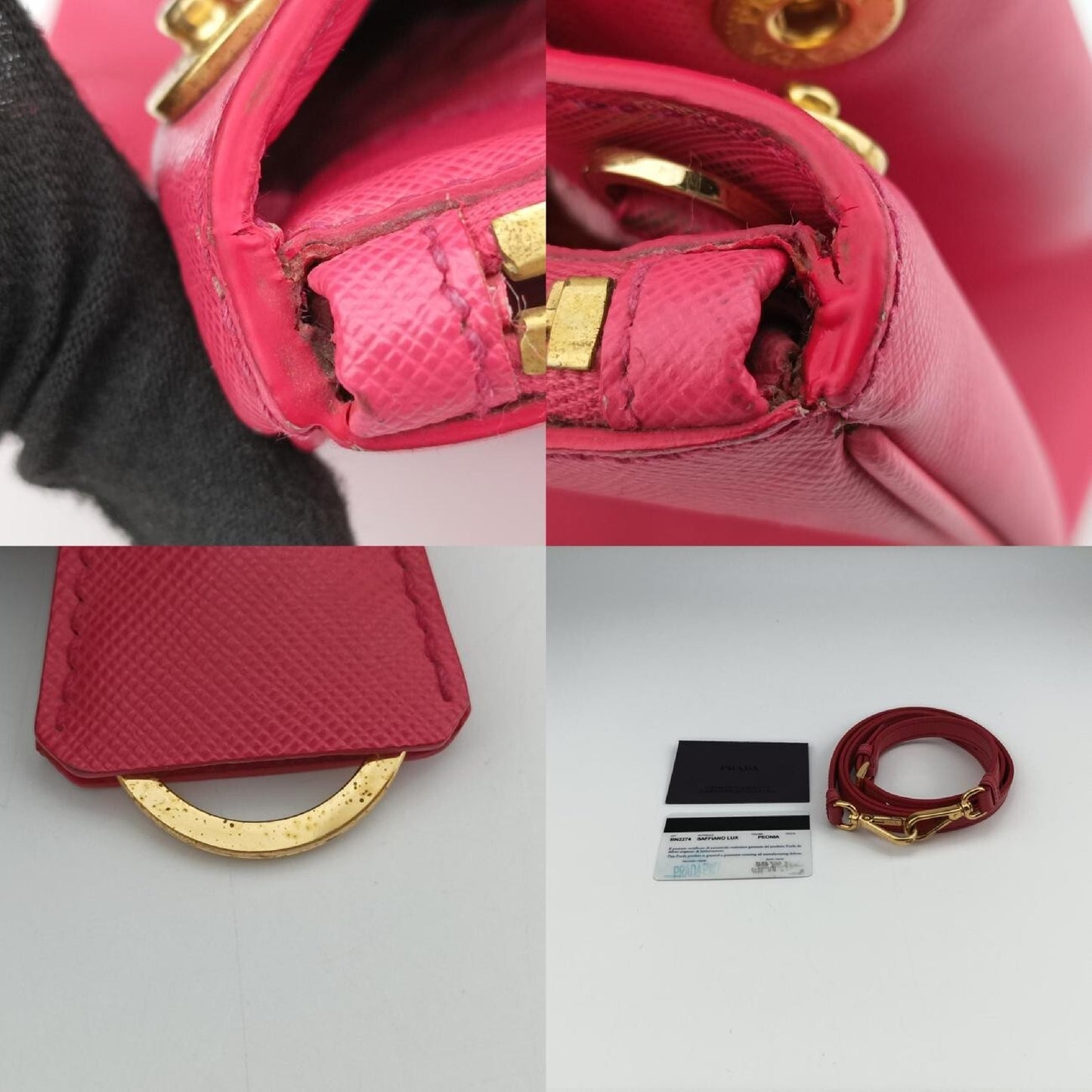 PRADA Galleria Rose Red Saffiano Leather Shoulder Bag BN227458/S 158