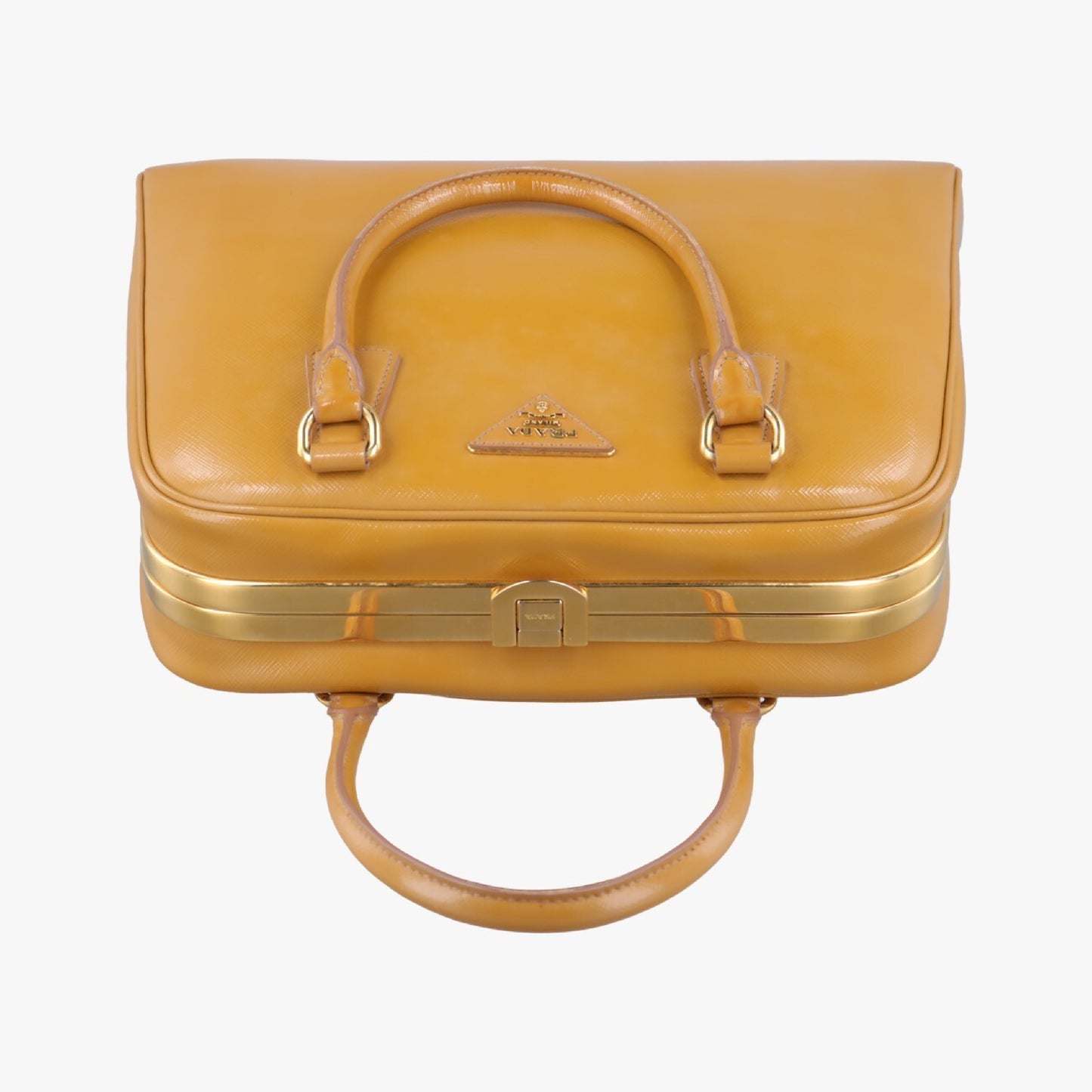 PRADA Pyramid Yellow Patent BL0808180 8 Handbag