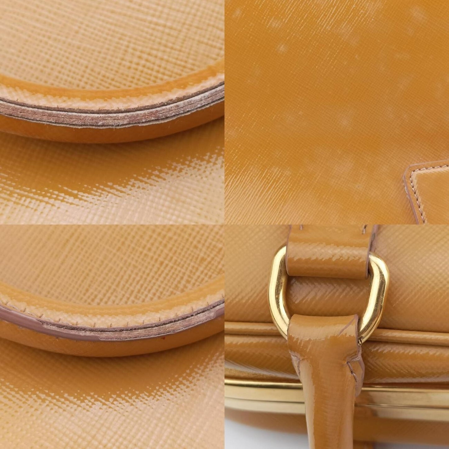PRADA Pyramid Yellow Patent BL0808180 8 Handbag