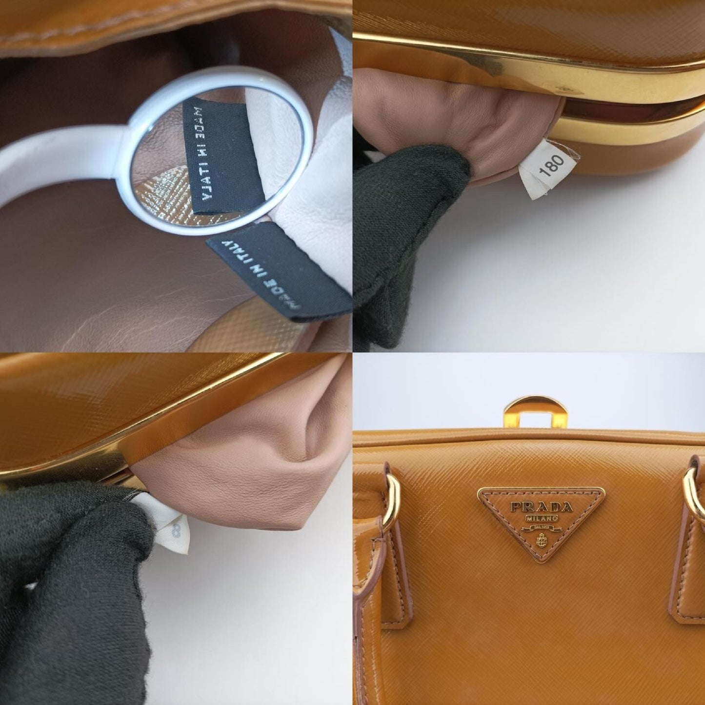PRADA Pyramid Yellow Patent BL0808180 8 Handbag