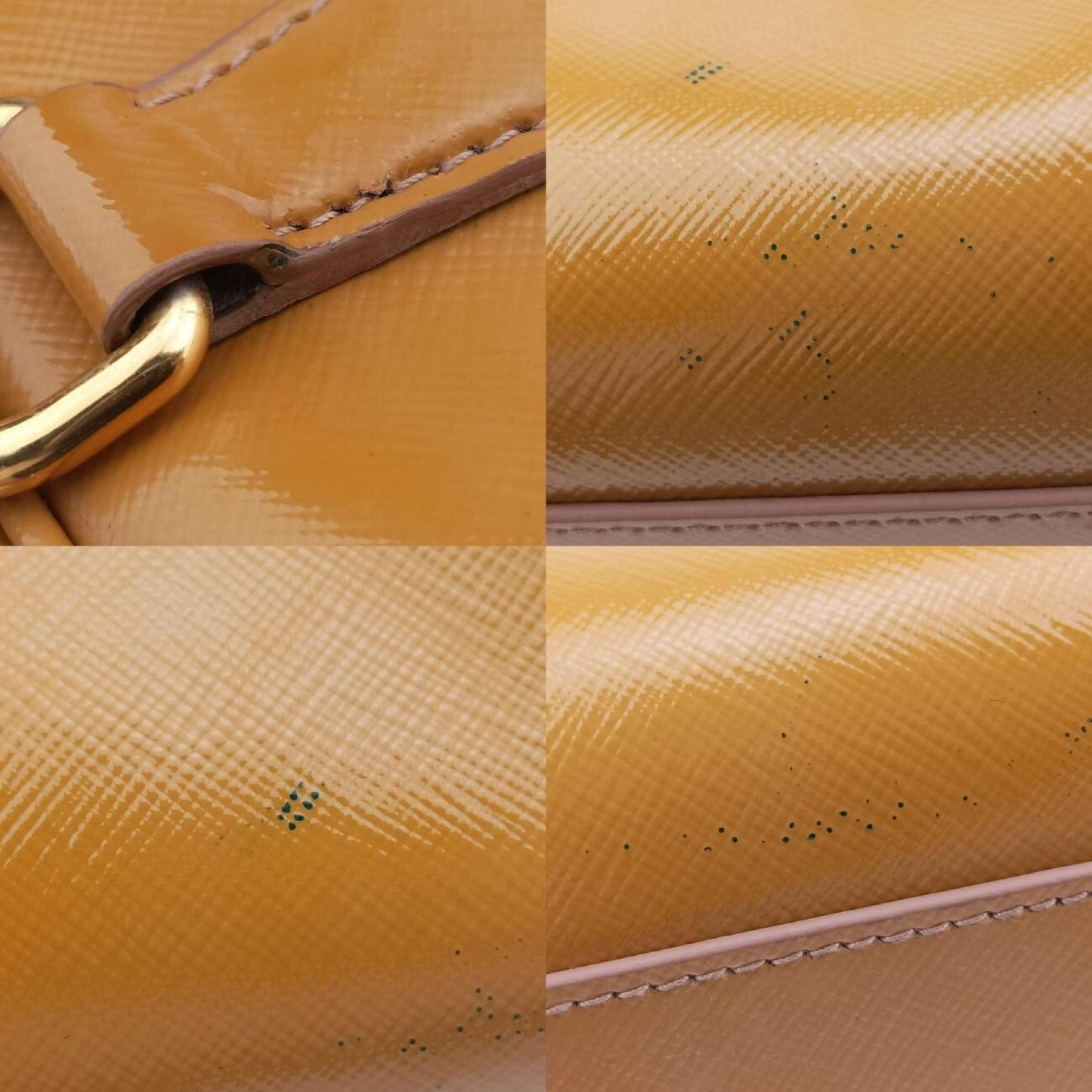 PRADA Pyramid Yellow Patent BL0808180 8 Handbag