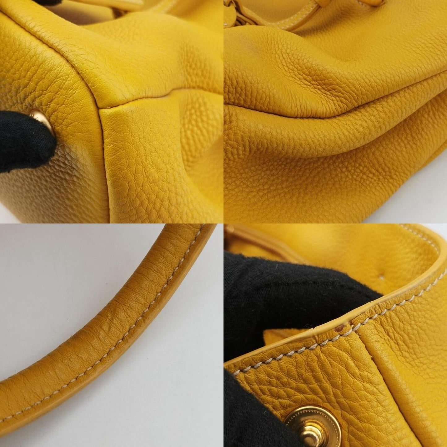 PRADA Mustard Calfskin Yellow Leather 204 Shoulder Bag