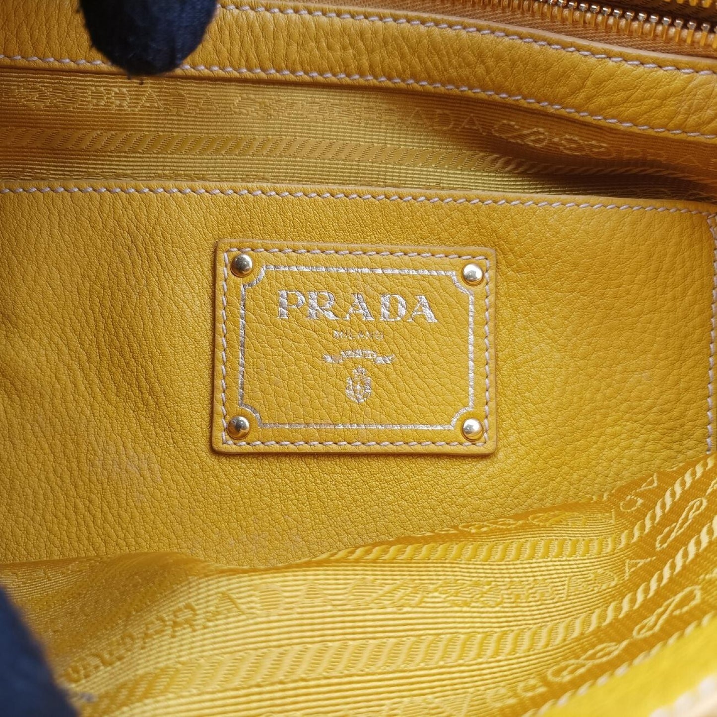 PRADA Mustard Calfskin Yellow Leather 204 Shoulder Bag