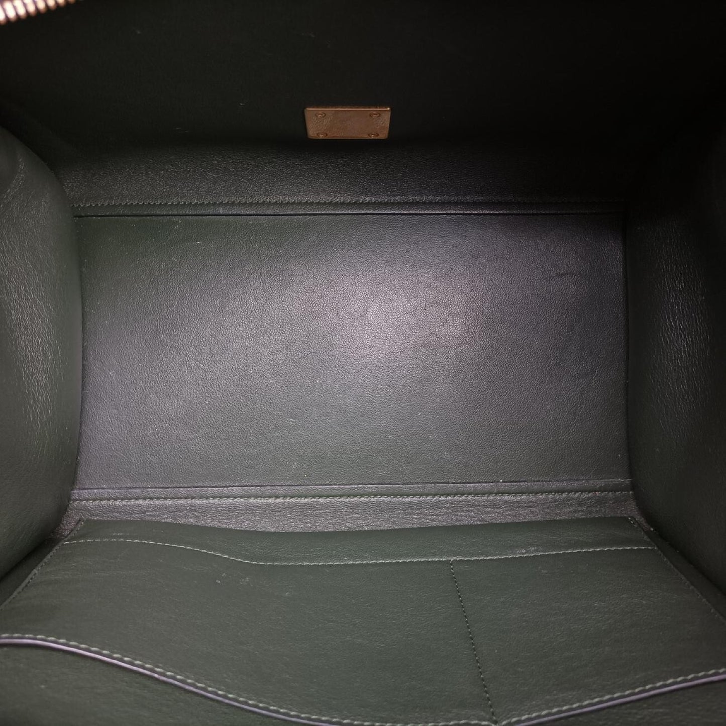 CELINE Trapeze Shoulder Bag in Medium Green and Black Leather and Suede