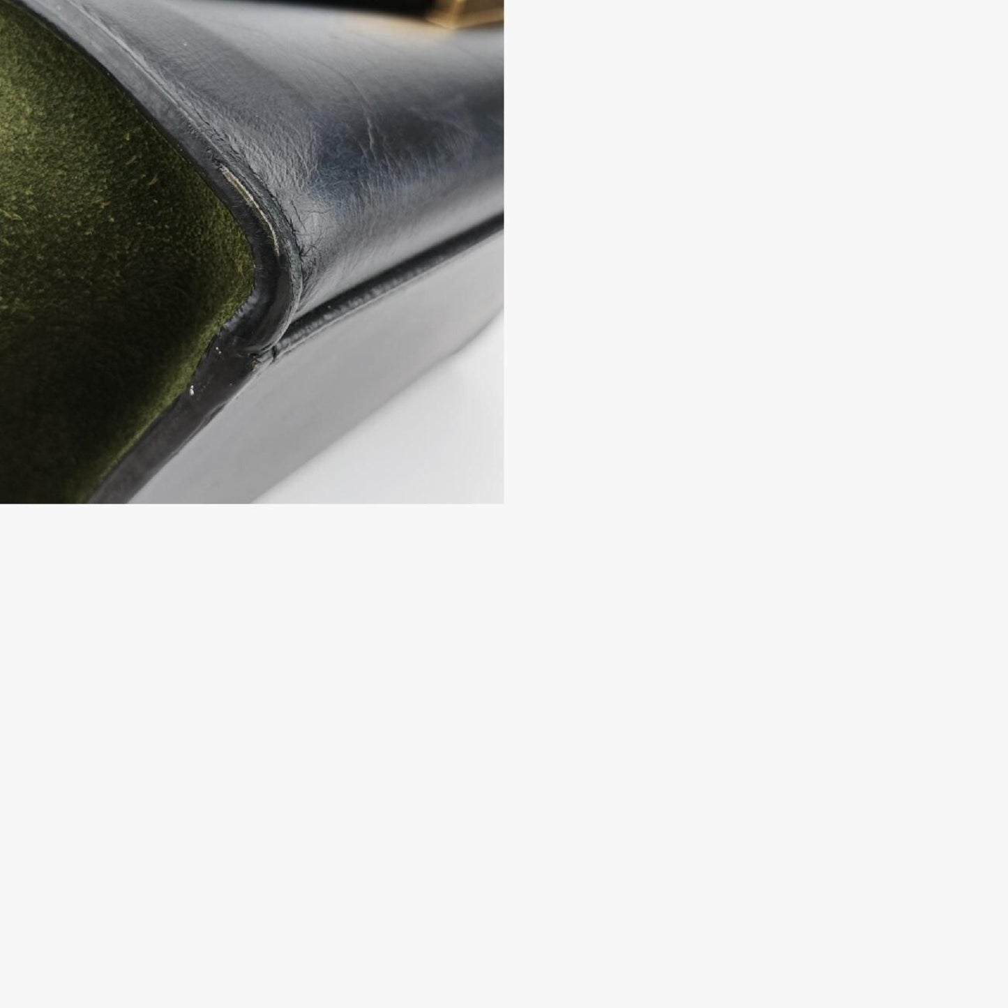 CELINE Trapeze Shoulder Bag in Medium Green and Black Leather and Suede