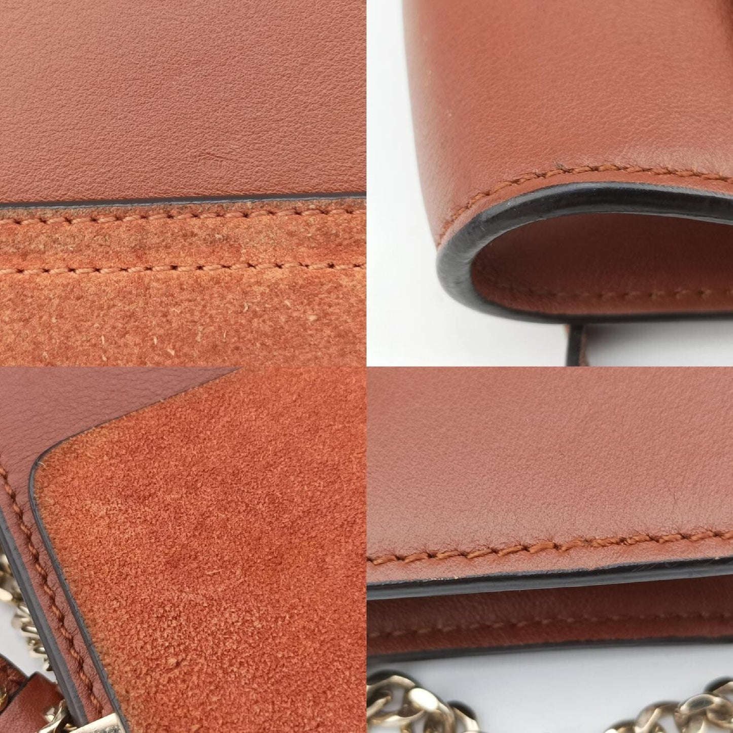 Chloe Faux Brown Suede x Leather 03 17 75 65 Shoulder Bag