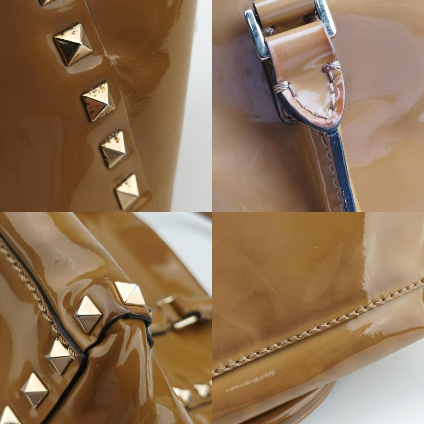 VALENTINO Rockstud Beige Patent BGF540VNE1 Shoulder Bag