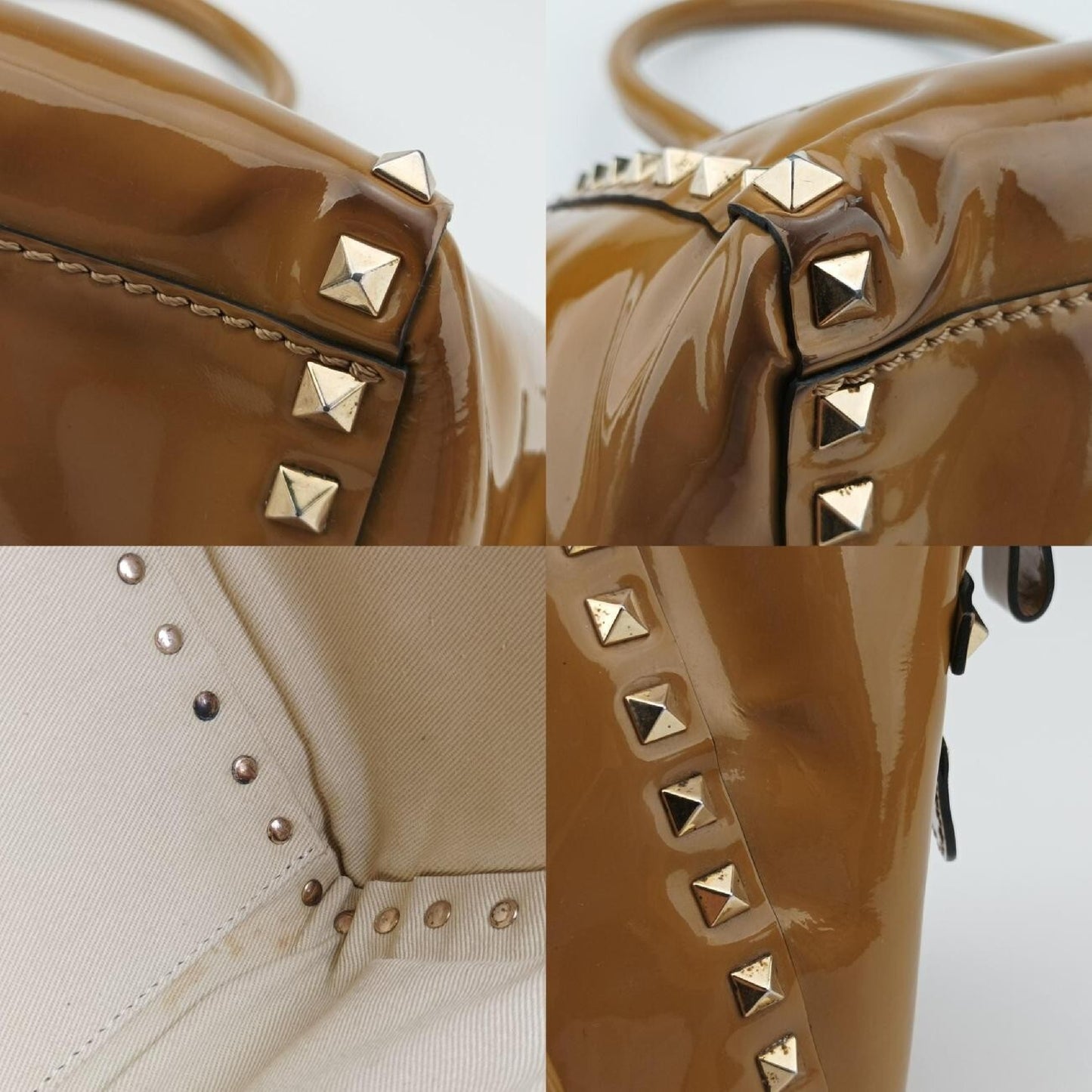 VALENTINO Rockstud Beige Patent BGF540VNE1 Shoulder Bag