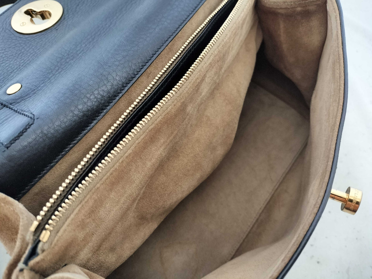 SAINT LAURENT YSL suede shoulder bag with strap