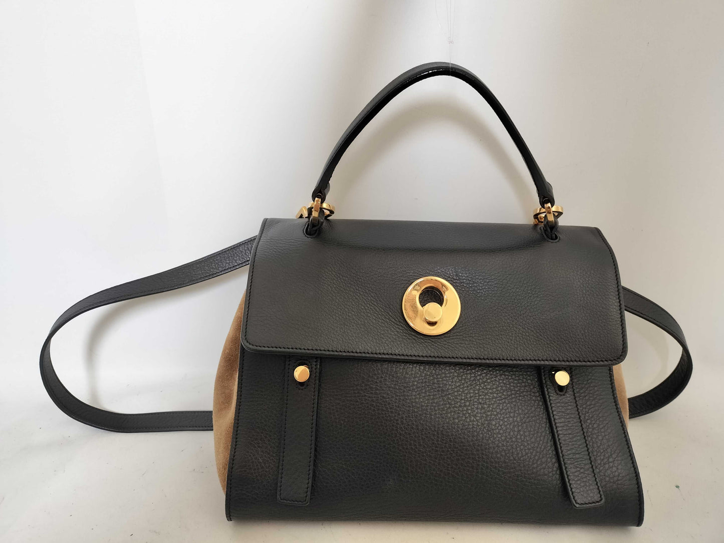 SAINT LAURENT YSL suede shoulder bag with strap