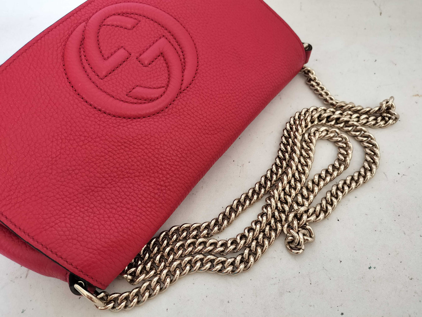 GUCCI GUCCI Double G Soho Chain Shoulder Bag Red Shoulder Bag