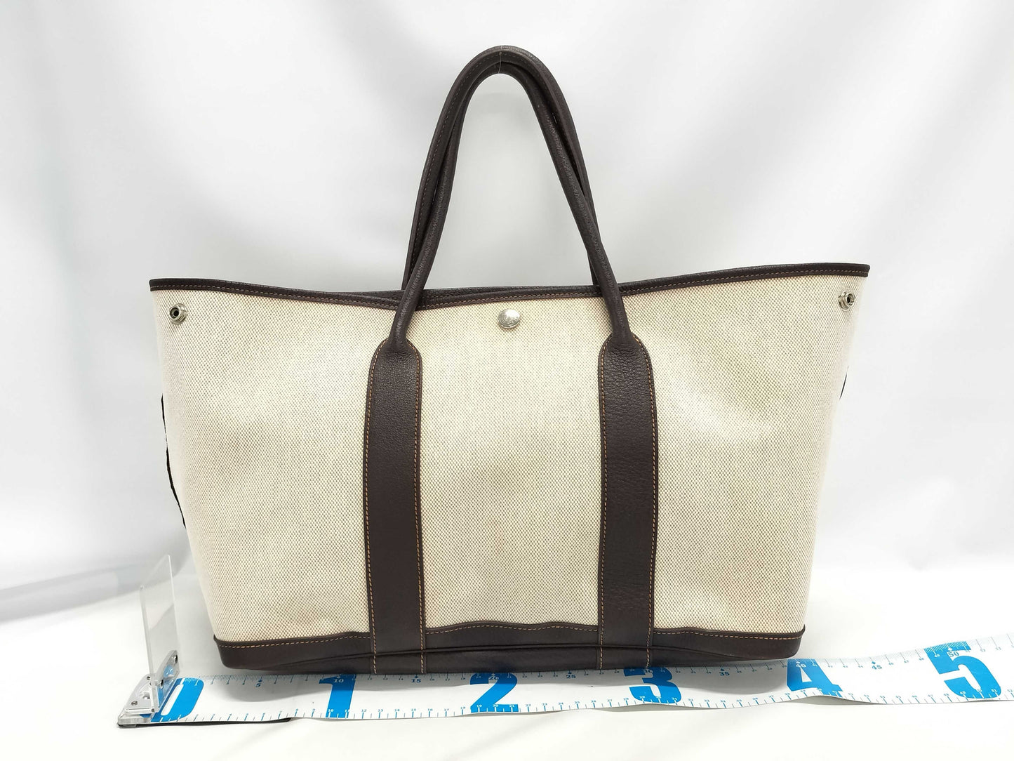 HERMES Garden Party PM Maroon Toile H Handbag