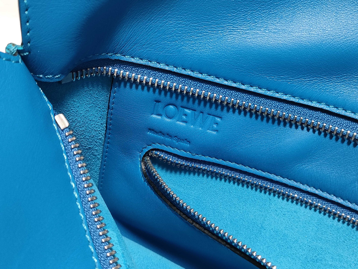 LOEWE Leather Anagram Tote Bag, Blue, 261507