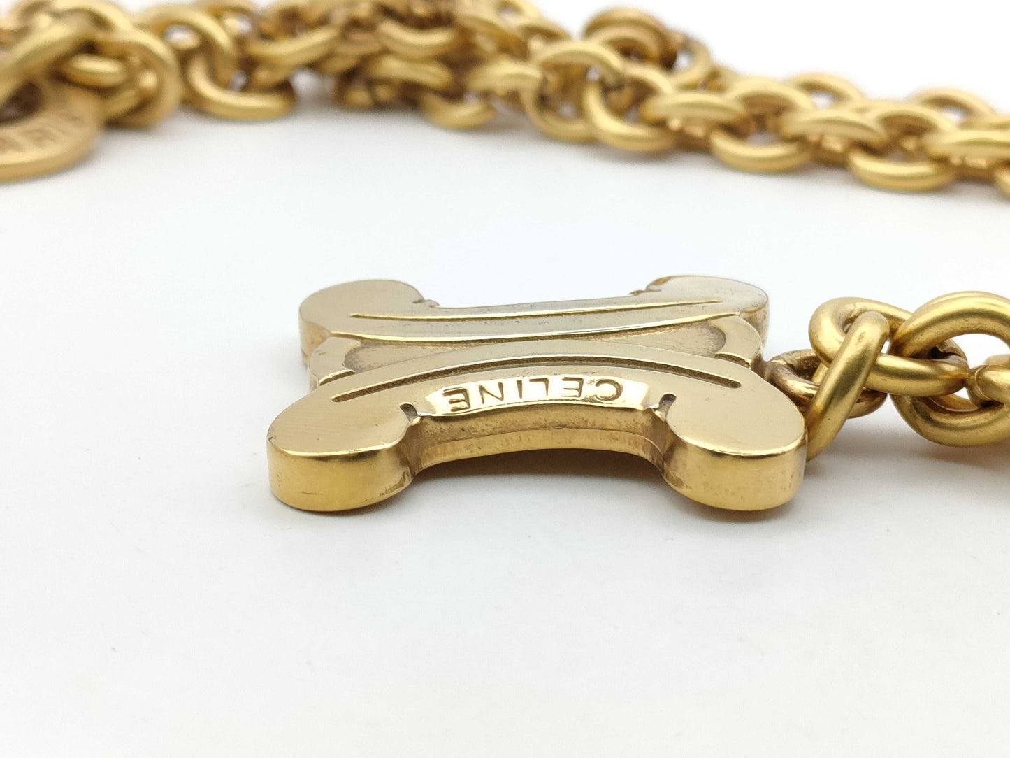 CELINE Necklace Gold Logo Large Logo Necklace