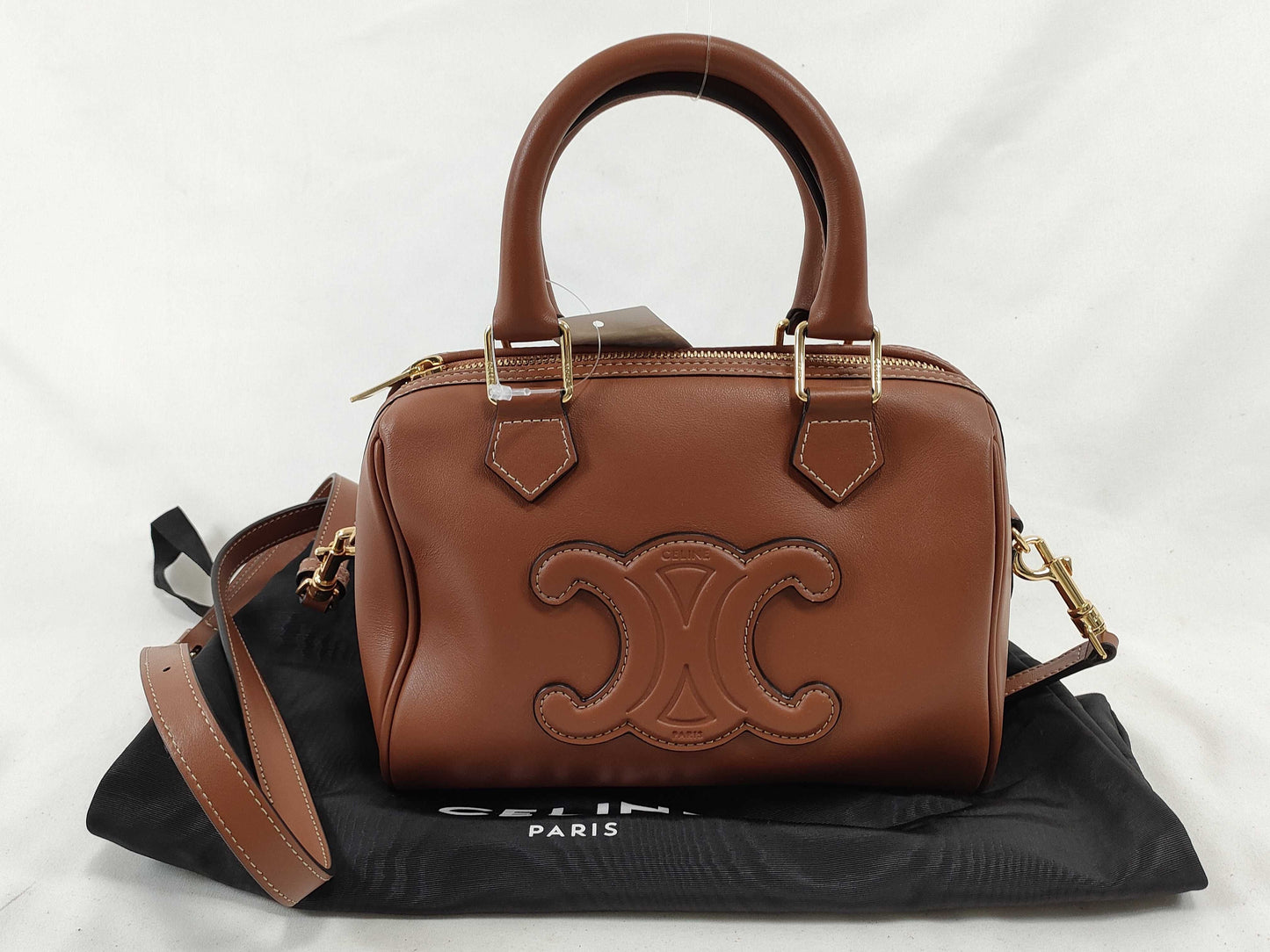 CELINE Small Boston Cuir Triomphe Leather Brown Shoulder Bag/Handbag
