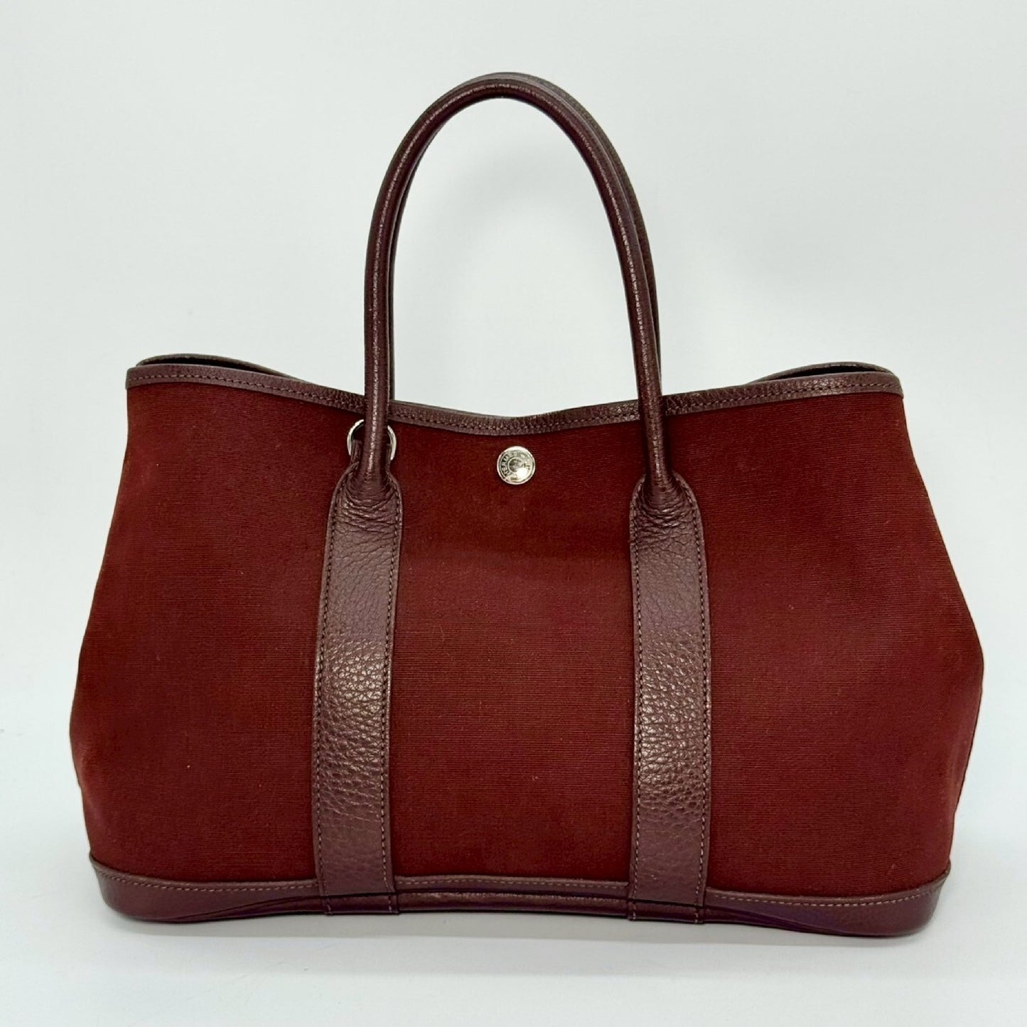 HERMES Garden Party Toile Officier Brown TPM Tote Bag
