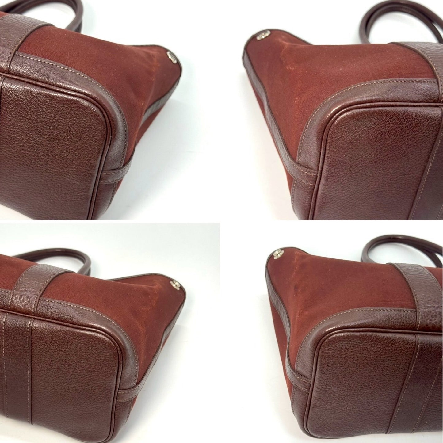 HERMES Garden Party Toile Officier Brown TPM Tote Bag