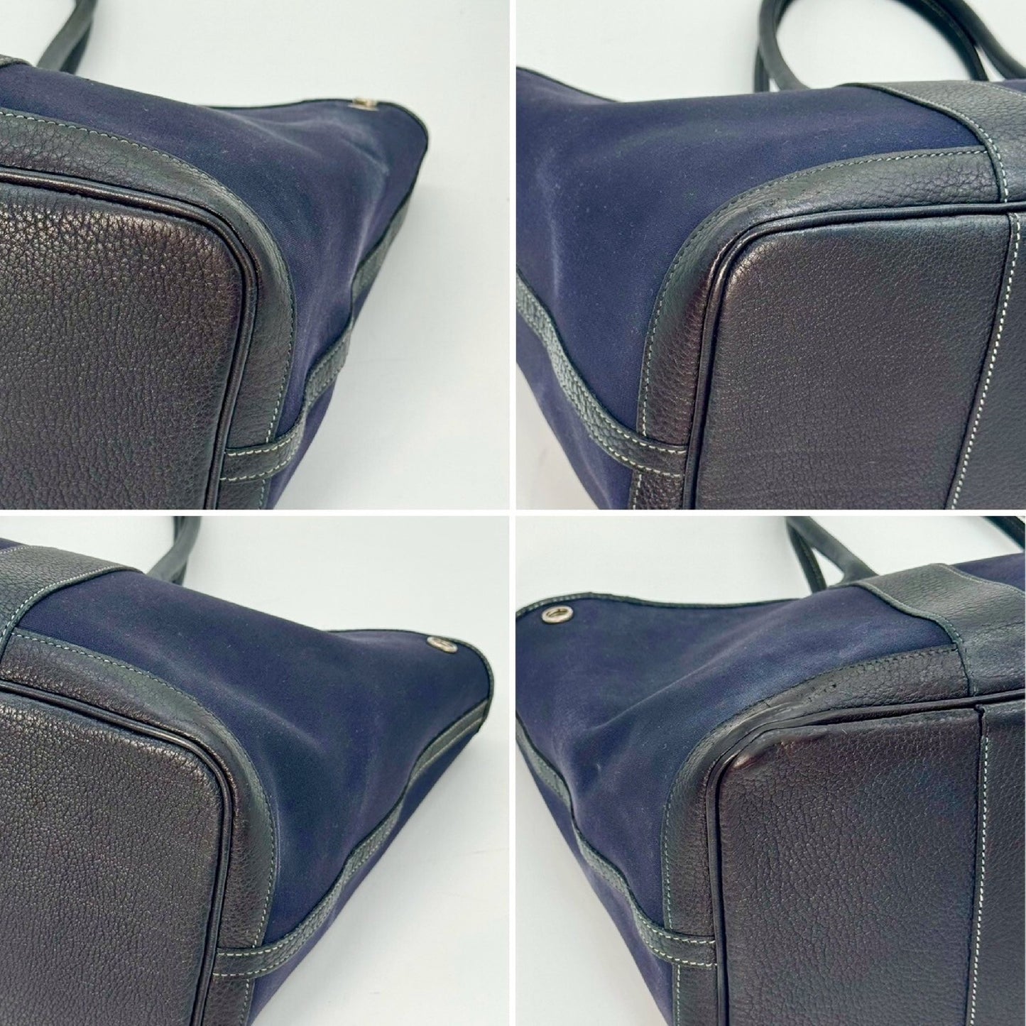 HERMES Garden Party Toile Officier Navy □I Tote Bag