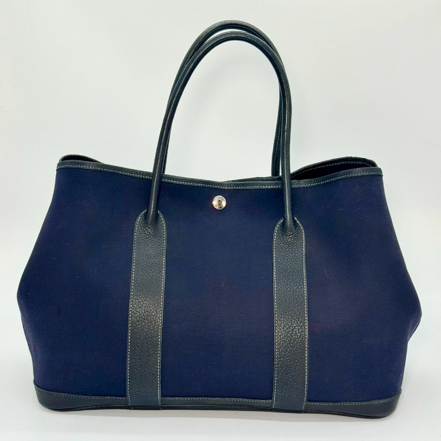 HERMES Garden Party Toile Officier Navy □I Tote Bag