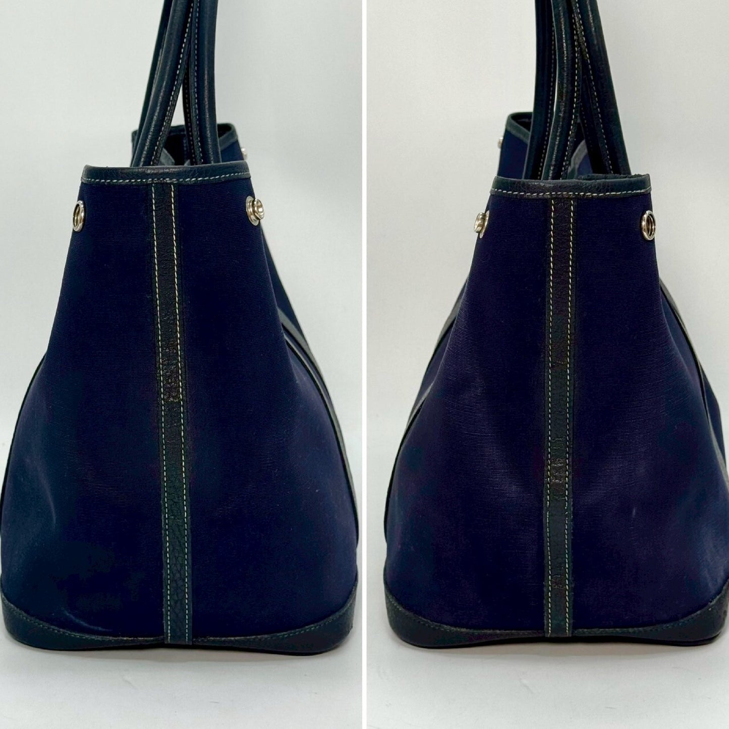 HERMES Garden Party Toile Officier Navy □I Tote Bag