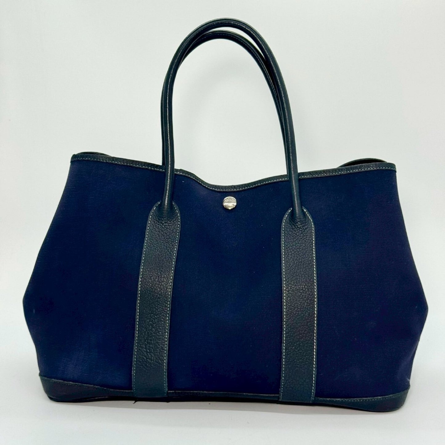 HERMES Garden Party Toile Officier Navy □I Tote Bag