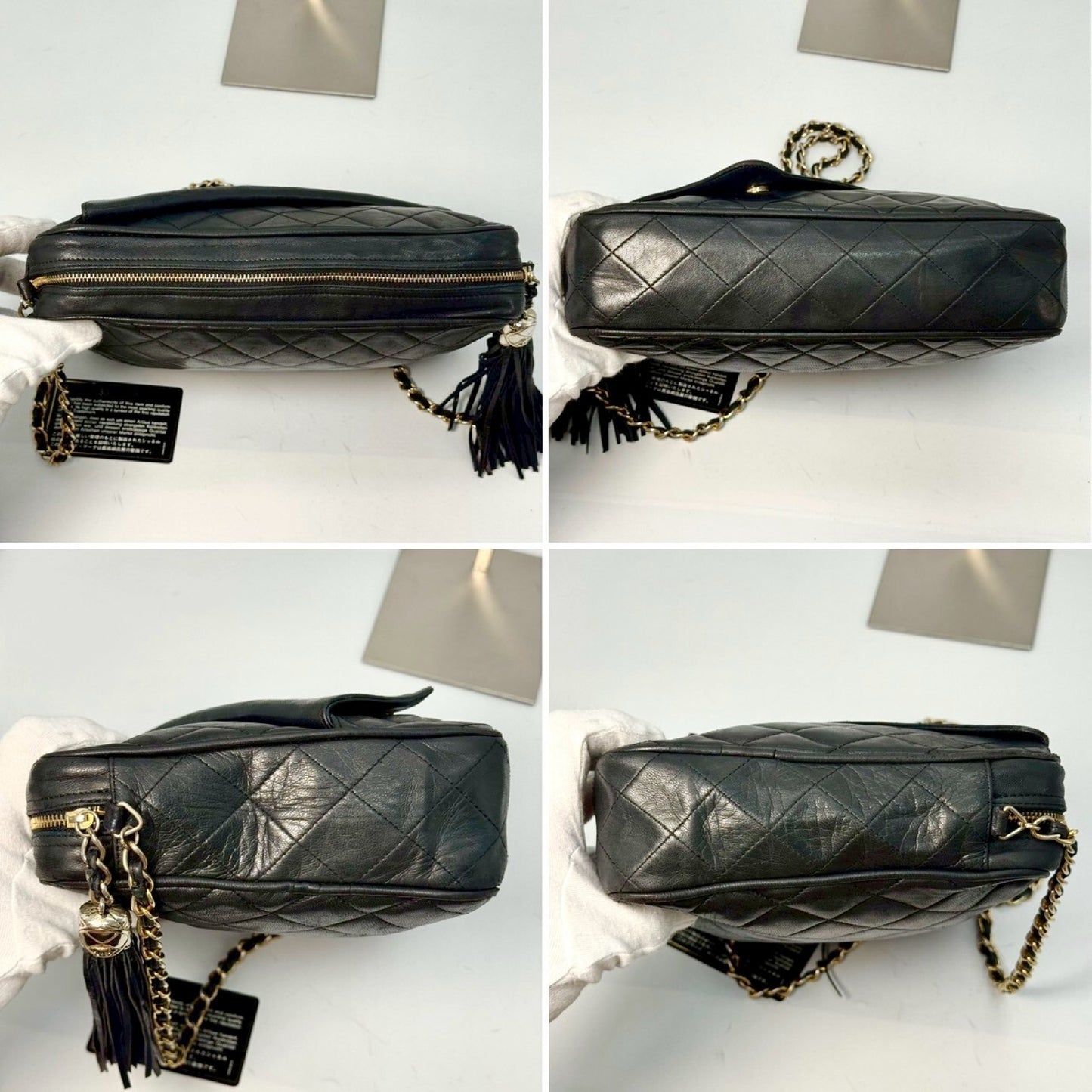 CHANEL Matelasse Lambskin Coco Mark Fringed Chain Shoulder Bag Black with Guarantee Card 3521923 Shoulder Bag