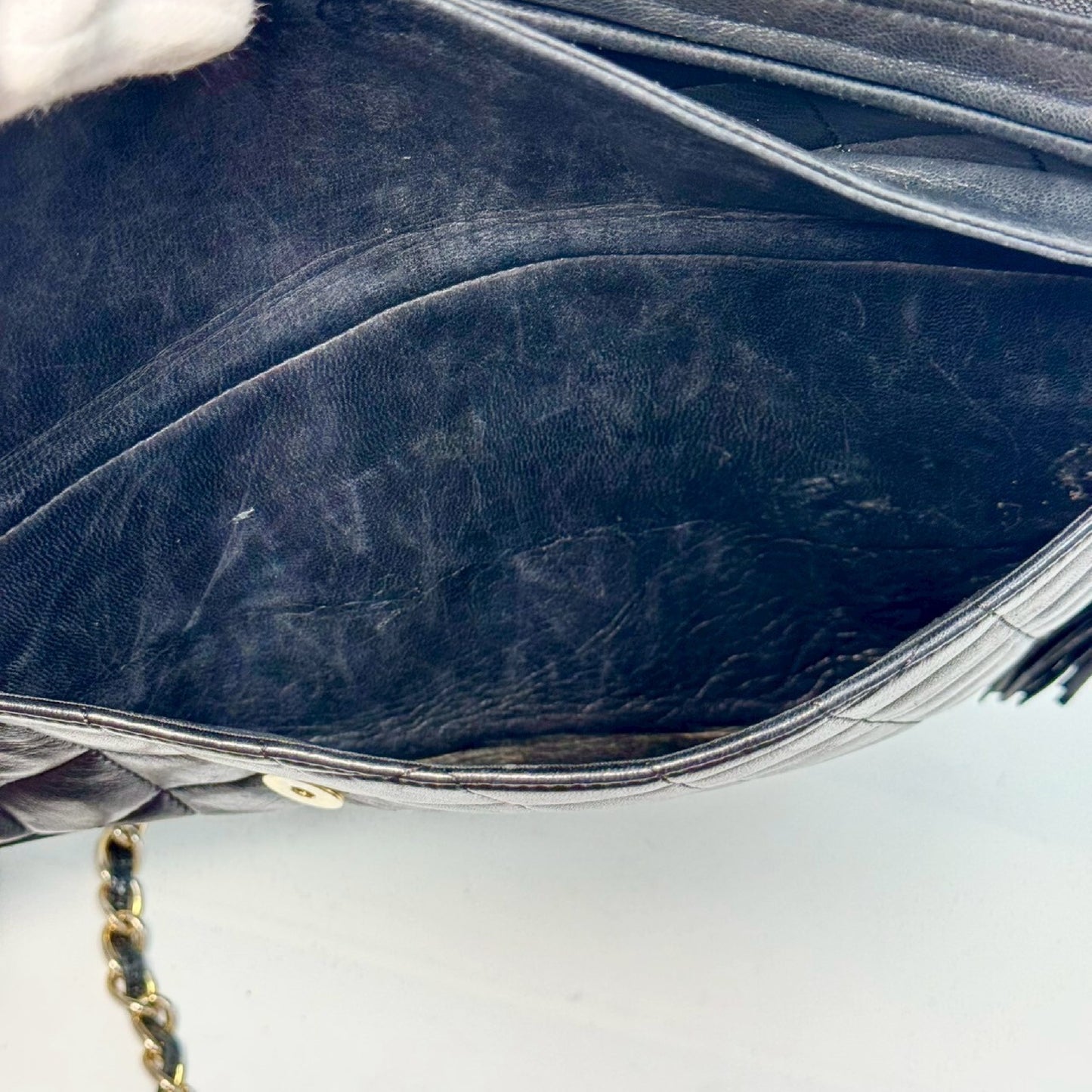 CHANEL Matelasse Lambskin Coco Mark Fringed Chain Shoulder Bag Black with Guarantee Card 3521923 Shoulder Bag