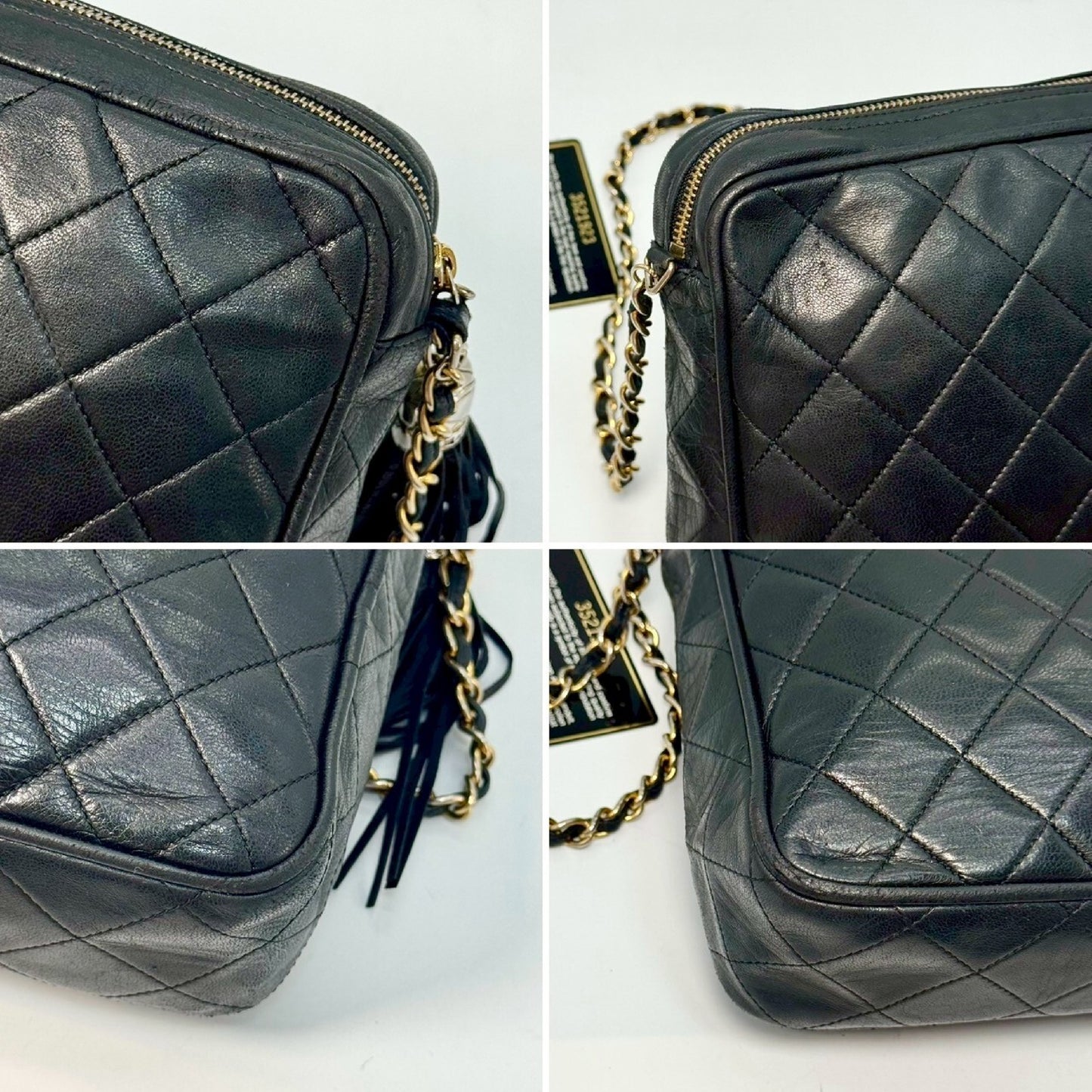CHANEL Matelasse Lambskin Coco Mark Fringed Chain Shoulder Bag Black with Guarantee Card 3521923 Shoulder Bag
