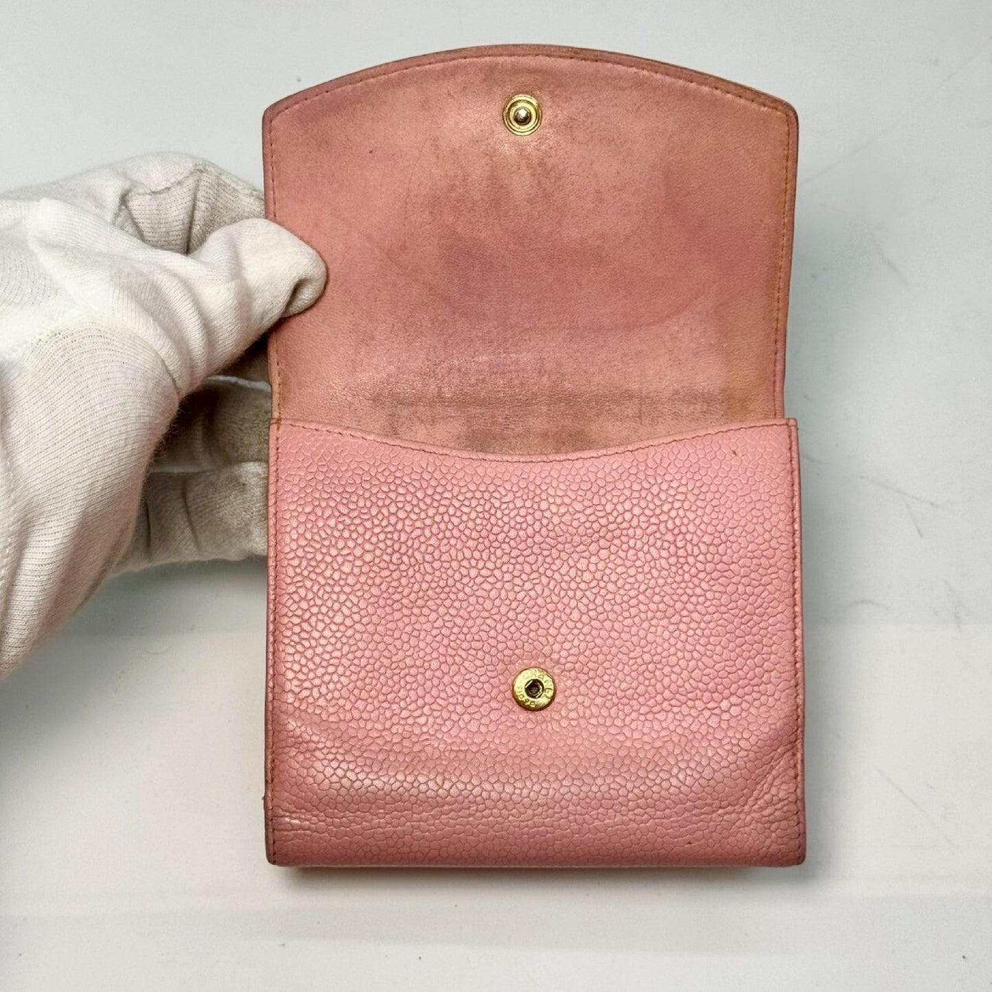 CHANEL Caviar Leather Bi-fold Compact Wallet Pink 8921726 Wallet