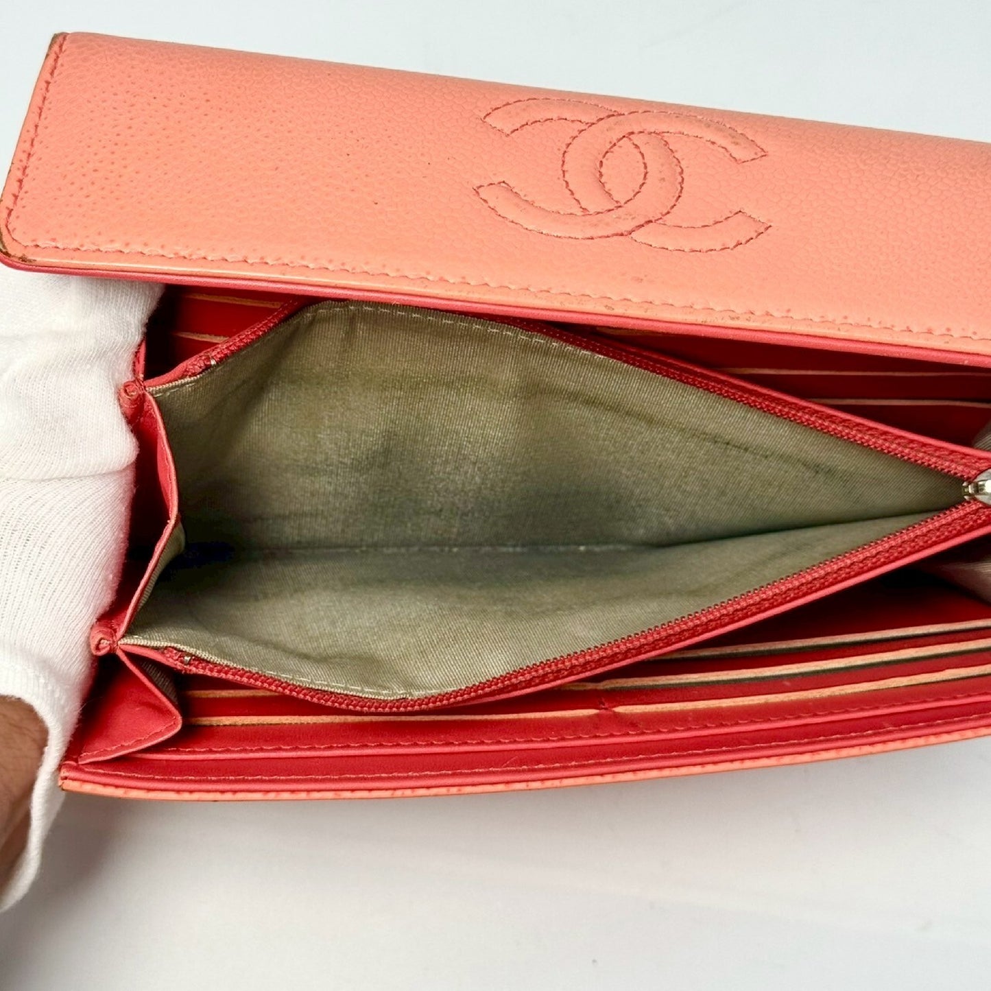 CHANEL Caviar Skin Coco Mark Single Flap Long Wallet Pink 18524881 Wallet