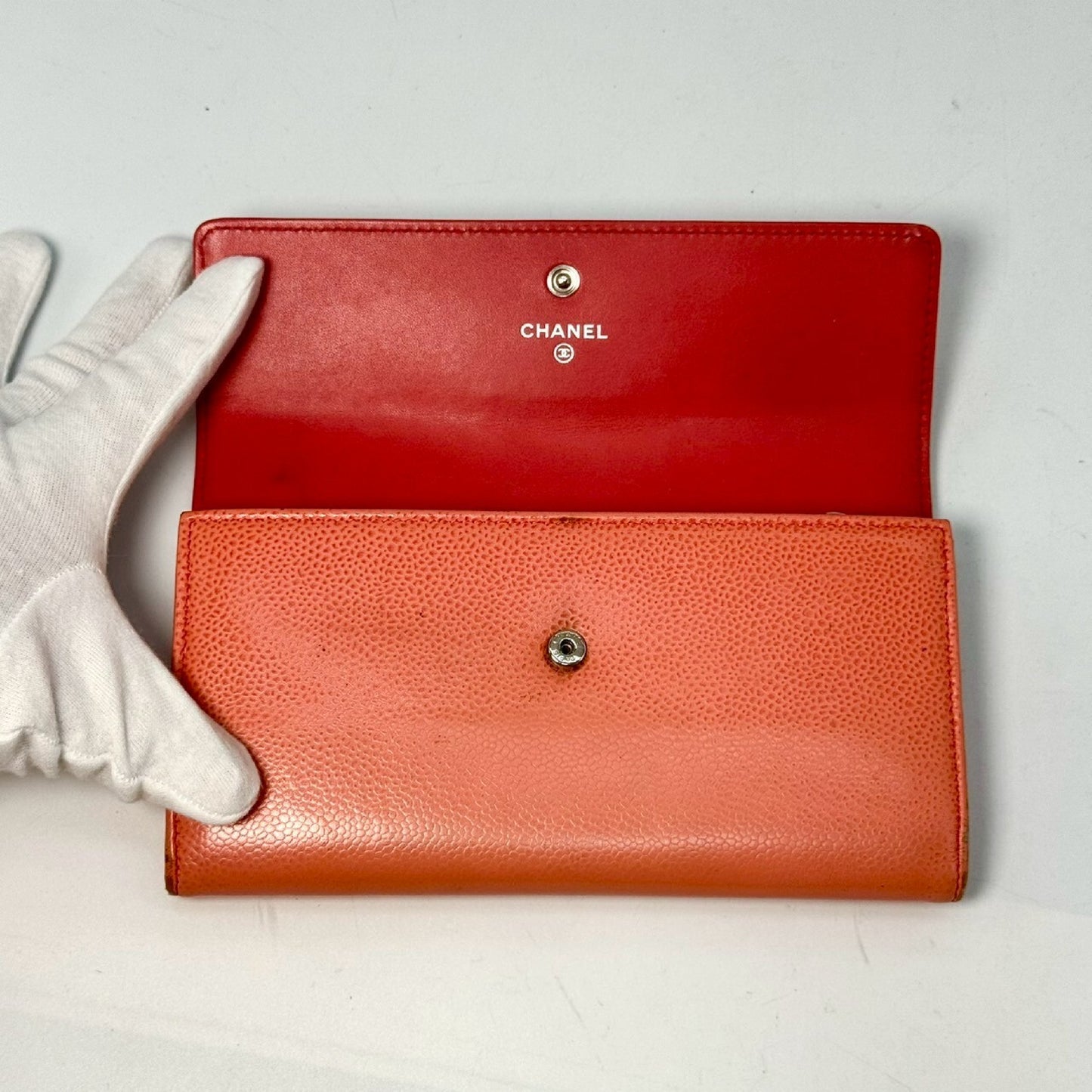 CHANEL Caviar Skin Coco Mark Single Flap Long Wallet Pink 18524881 Wallet