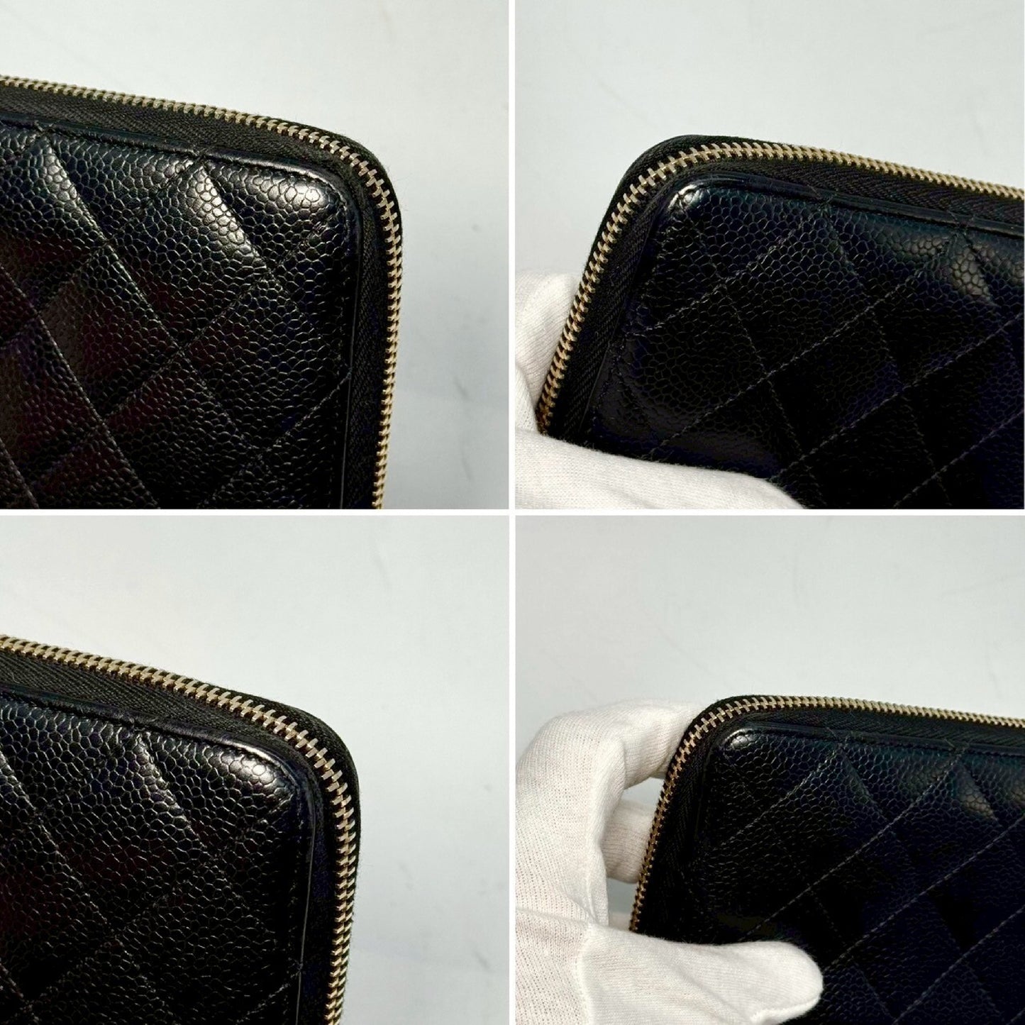 CHANEL Matelasse Caviar Leather Round Long Wallet, Black, 20506265