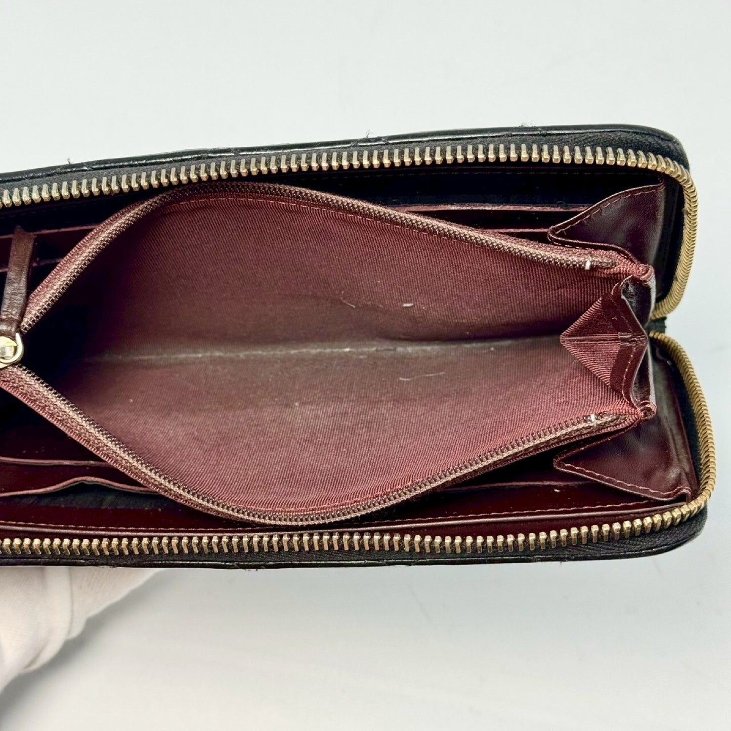 CHANEL Matelasse Caviar Leather Round Long Wallet, Black, 20506265