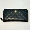 CHANEL Matelasse Caviar Leather Round Long Wallet, Black, 20506265